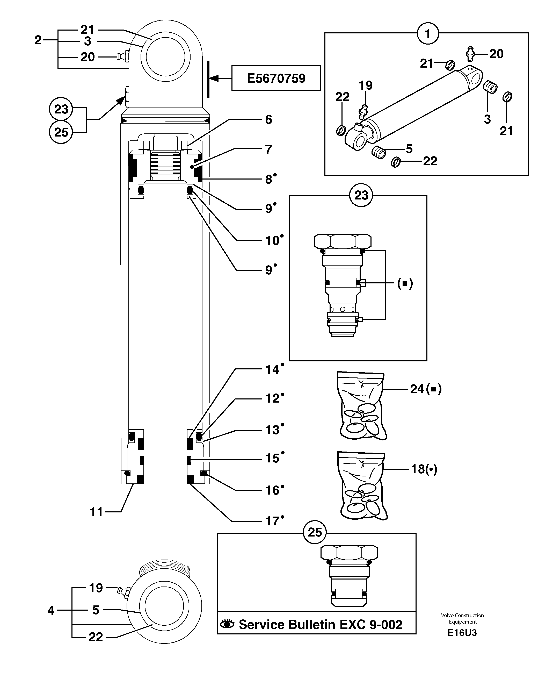 Схема запчастей Volvo EW70 - 13480 Dozer blade cylinder / stabiliser cylinder EW70 TYPE 262
