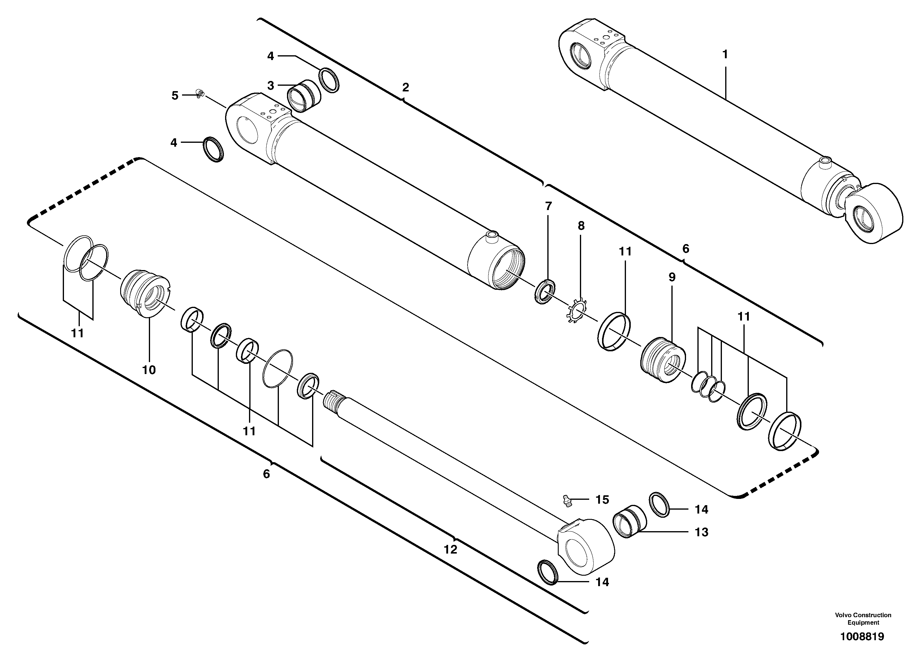 Схема запчастей Volvo EW70 - 18684 Intermediate boom cylinder EW70VV TYPE 262