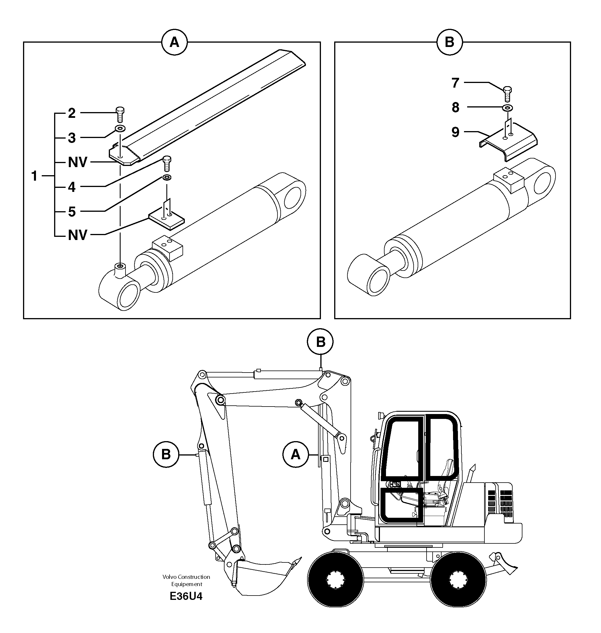 Схема запчастей Volvo EW70 - 19371 Cylinder rod protection EW70VV TYPE 262