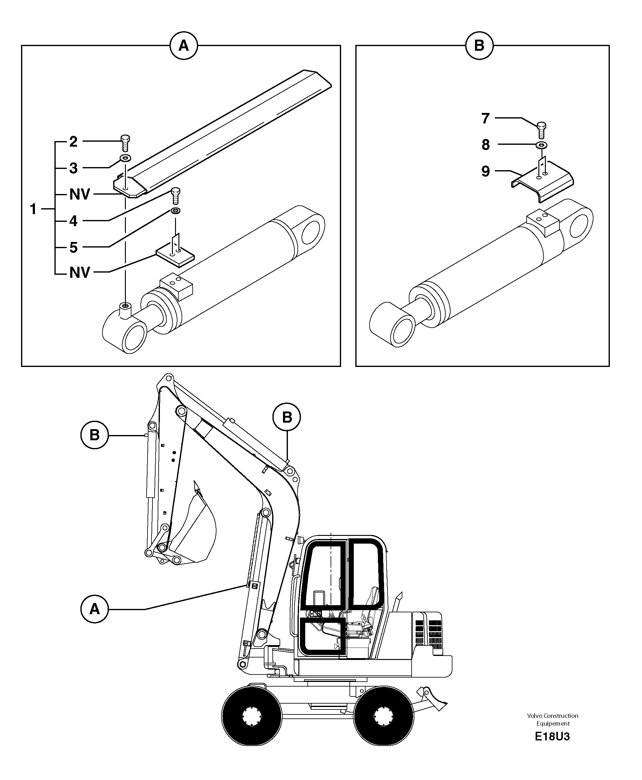 Схема запчастей Volvo EW70 - 10740 Cylinder rod protection EW70 TYPE 262