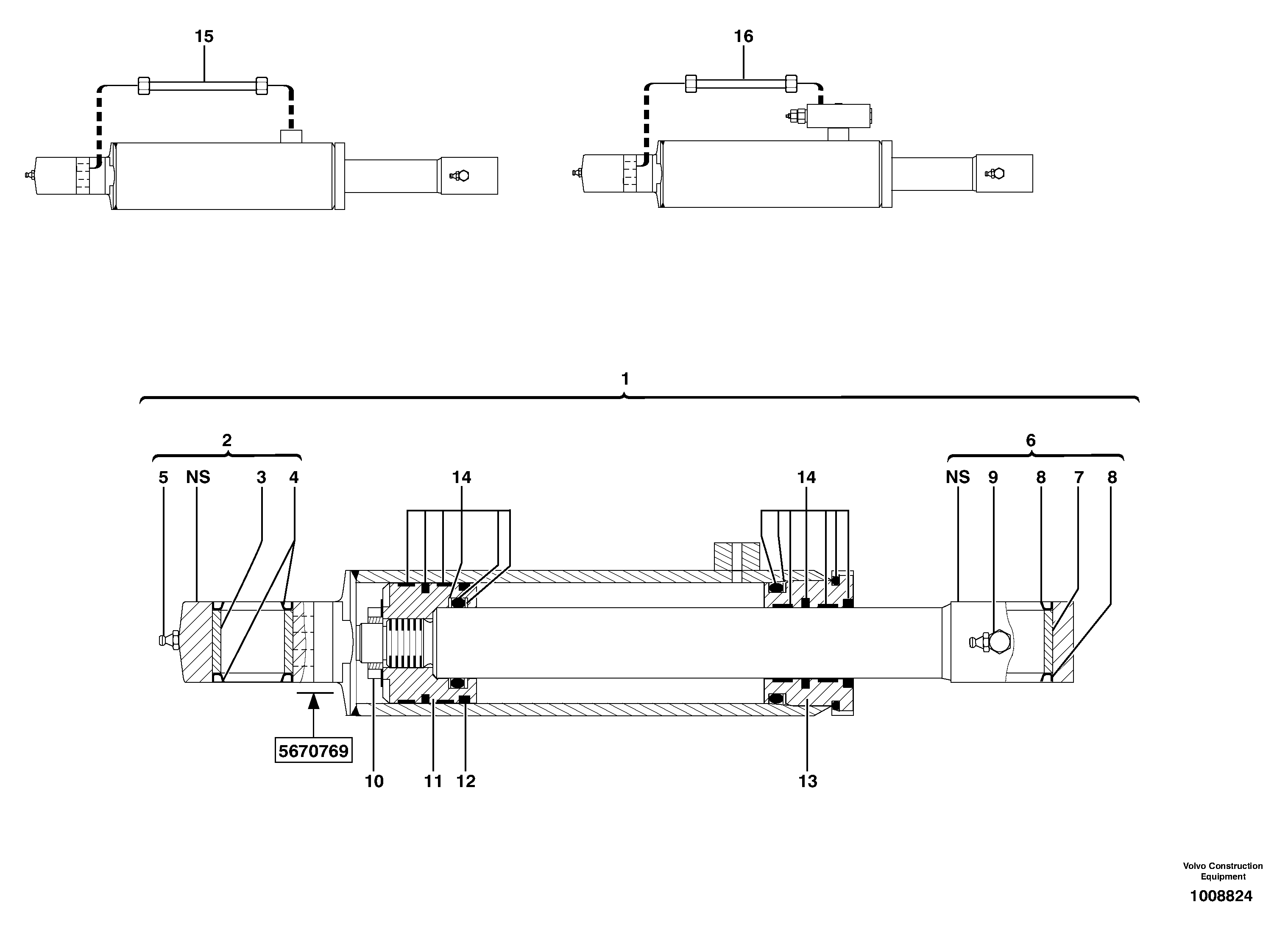 Схема запчастей Volvo EW70 - 10742 Dipper arm cylinder EW70 TYPE 262