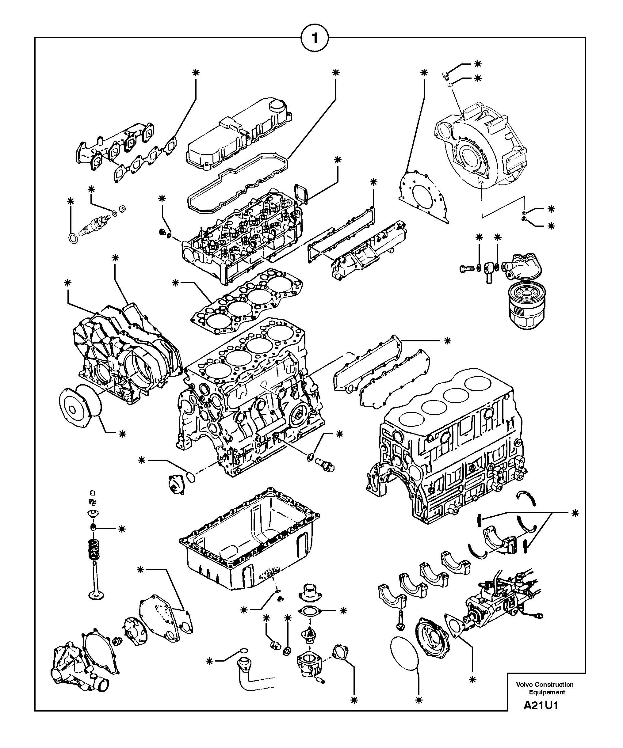 Схема запчастей Volvo EW70 - 3416 Engine gasket kit EW70 TYPE 262