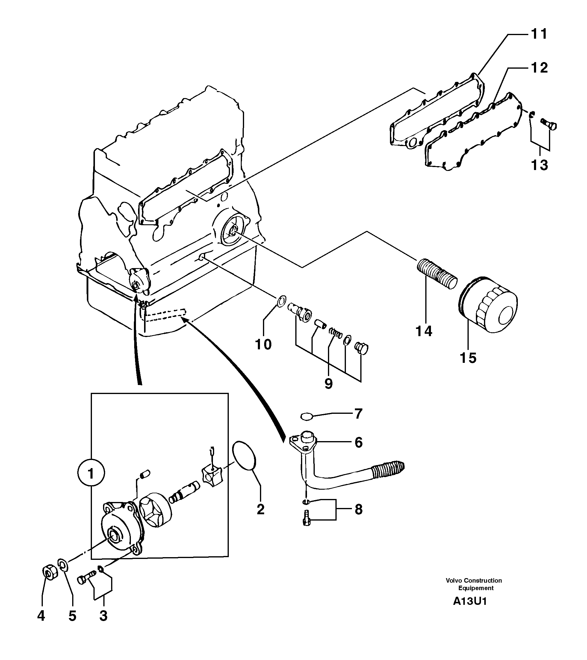 Схема запчастей Volvo EW70 - 10965 Oil pump and oil filter EW70VV TYPE 262