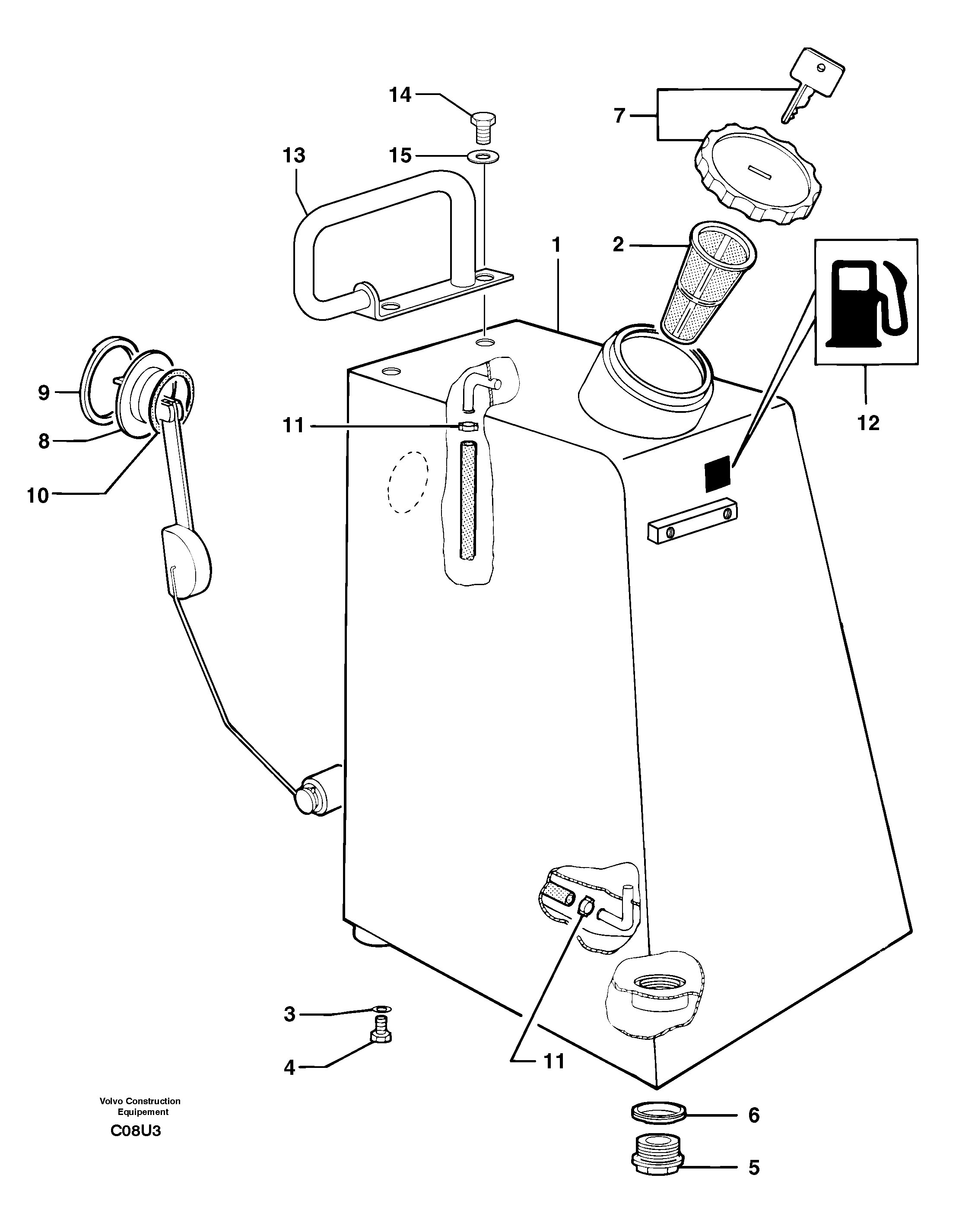 Схема запчастей Volvo EW70 - 13513 Gas-oil tank EW70VV TYPE 262