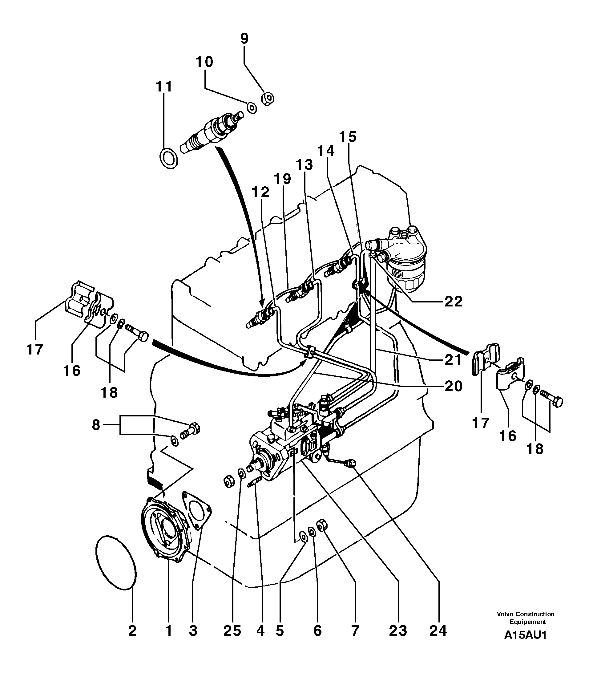 Схема запчастей Volvo EW70 - 3460 Fuel circuit EW70 TYPE 262