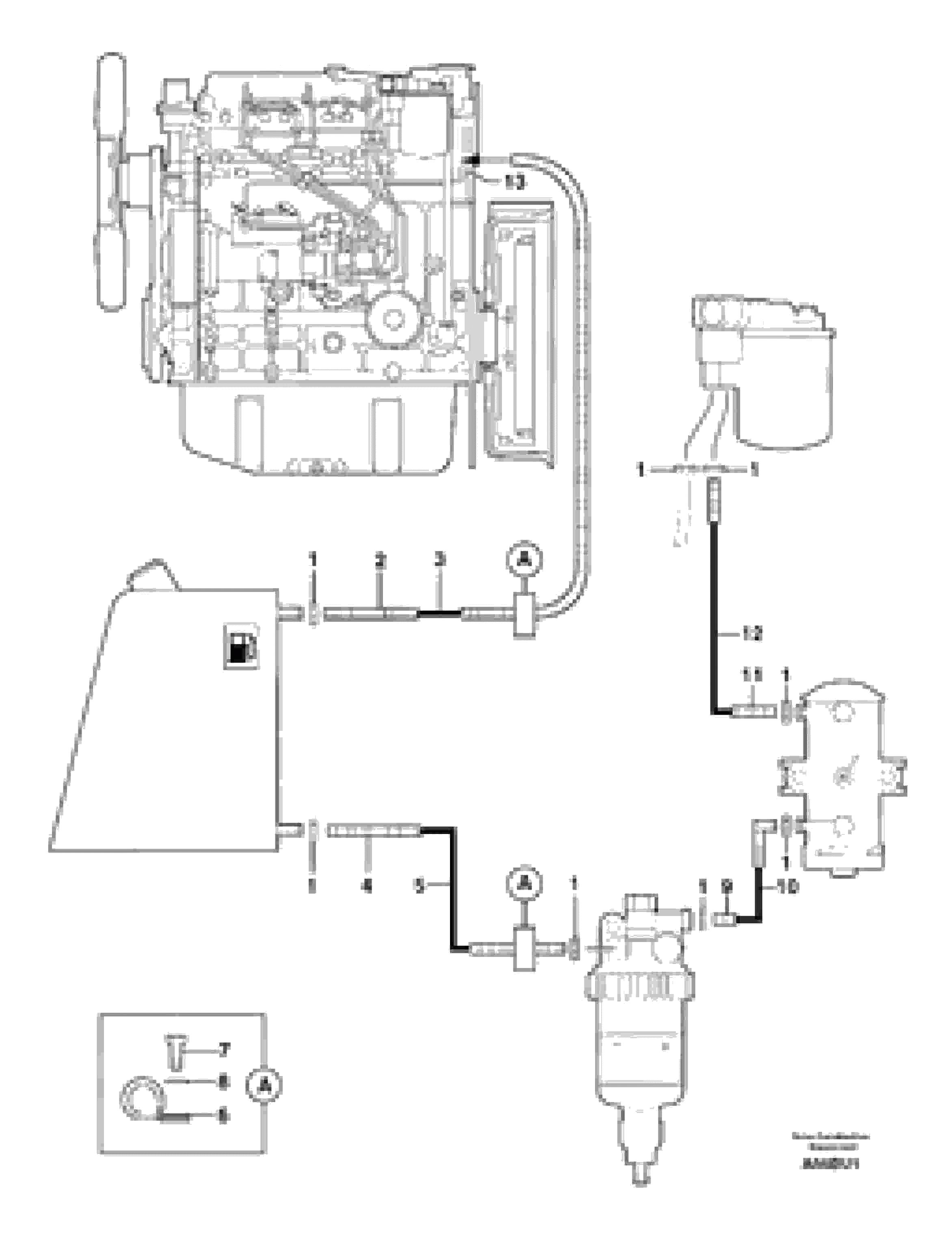 Схема запчастей Volvo EW70 - 3467 Fuel circuit EW70 TYPE 262