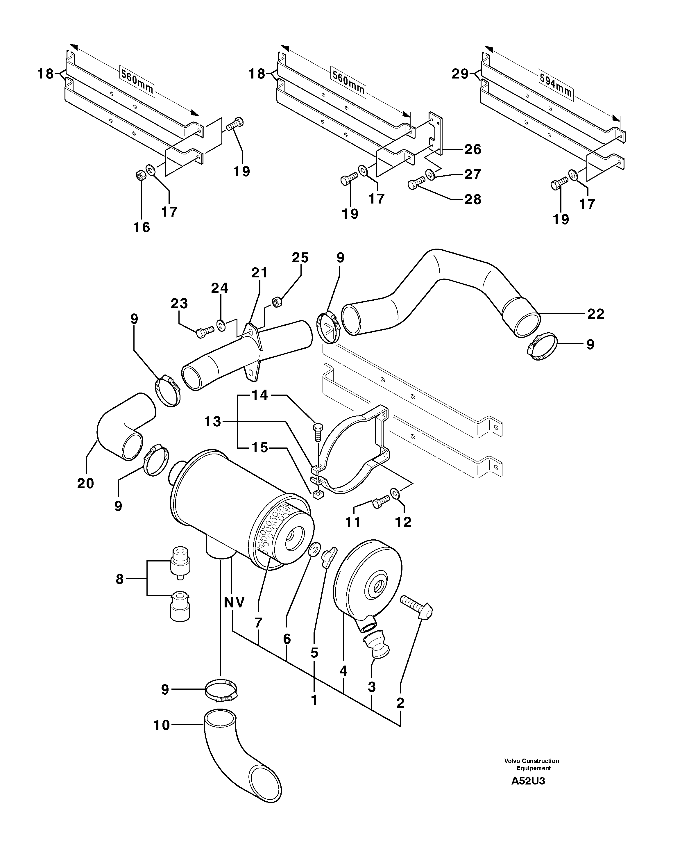 Схема запчастей Volvo EW70 - 3487 Фильтр воздушный EW70 TYPE 262