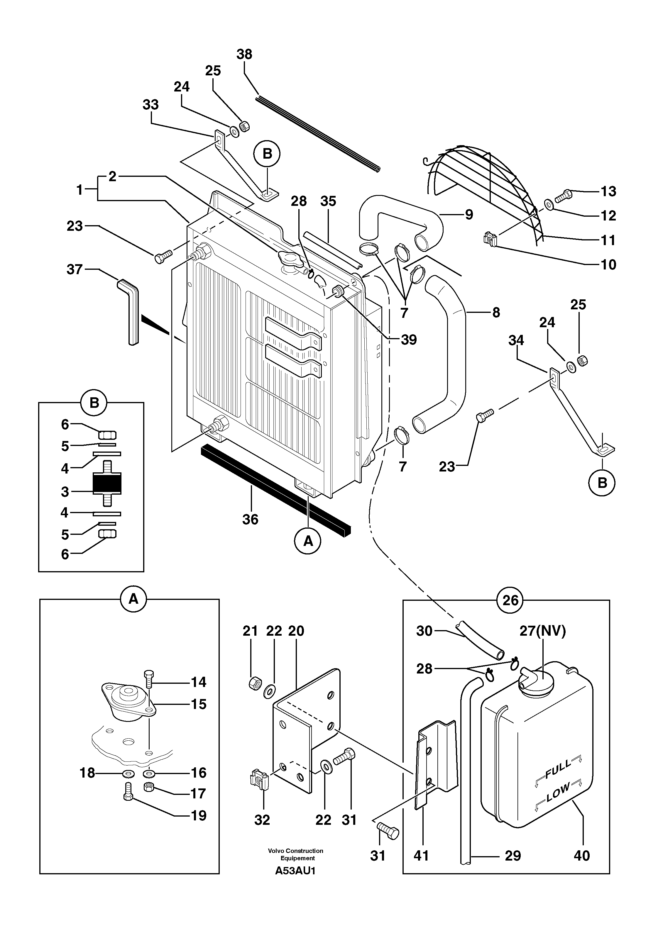 Схема запчастей Volvo EW70 - 87394 Radiator ( water ) / oil cooler EW70 TYPE 262