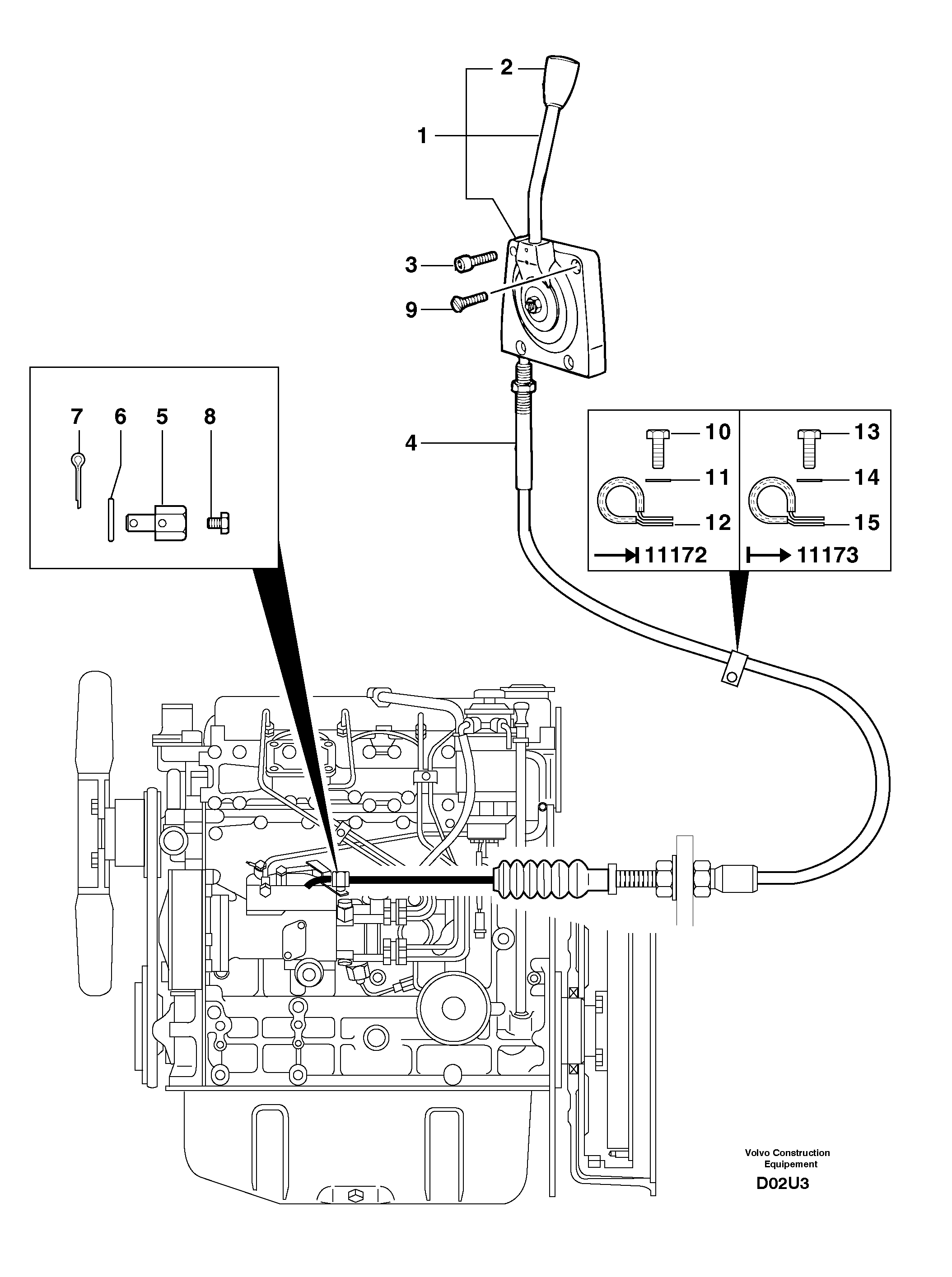 Схема запчастей Volvo EW70 - 3489 Engine acceleration control EW70 TYPE 262
