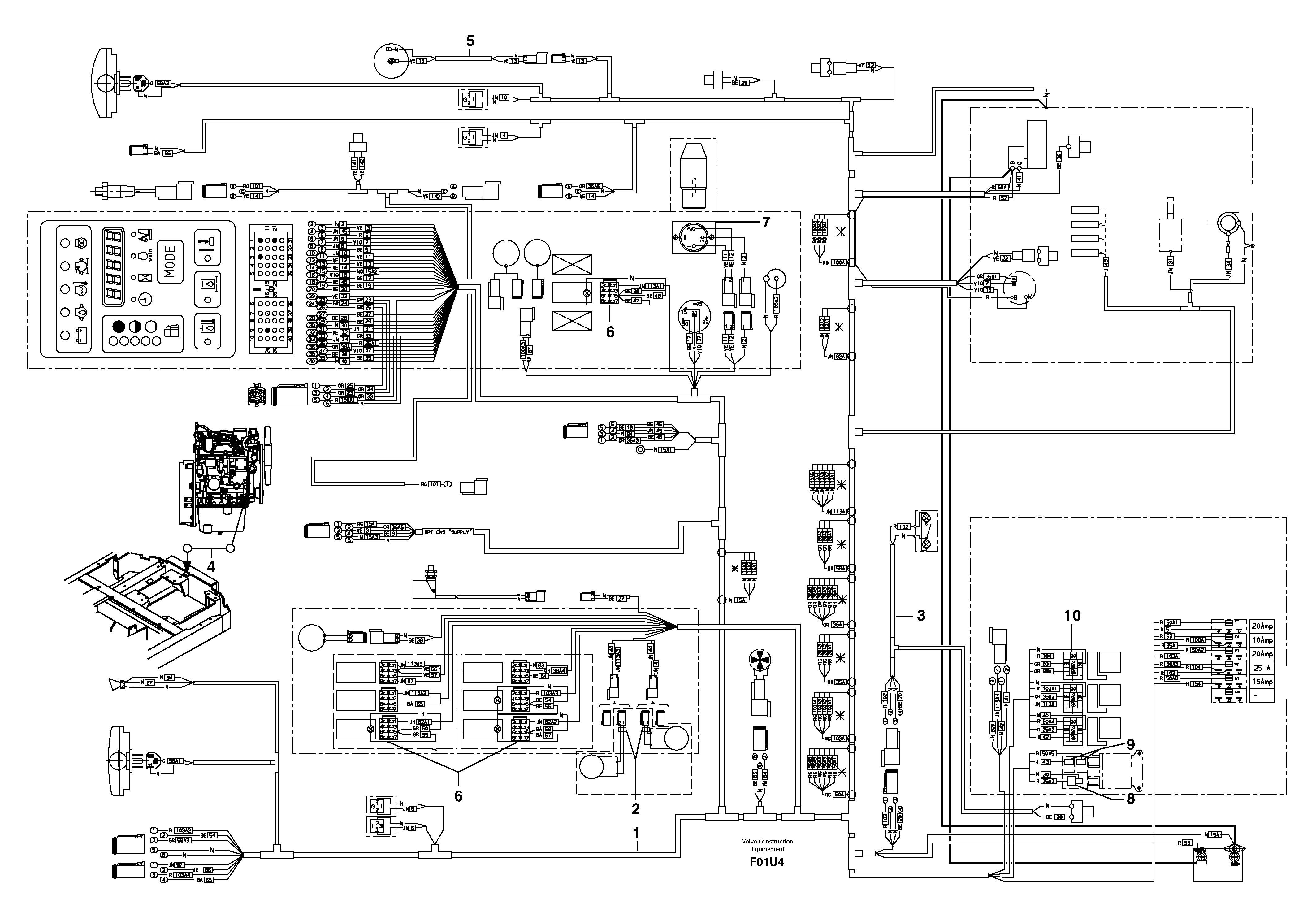 Схема запчастей Volvo EW70 - 45153 Electrical system / with Puma EW70VV TYPE 262