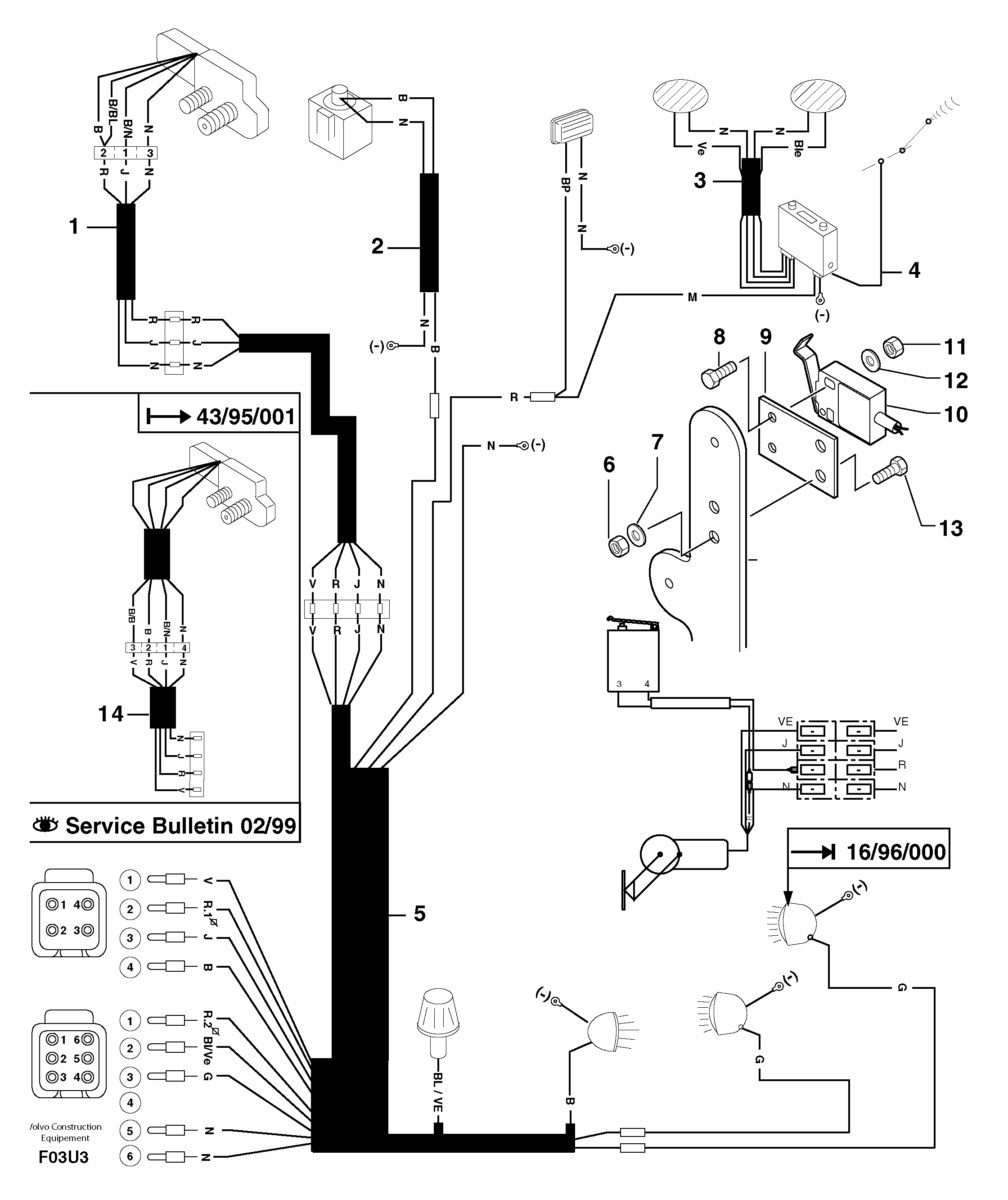 Схема запчастей Volvo EW70 - 7406 Electrical system / cab EW70VV TYPE 262