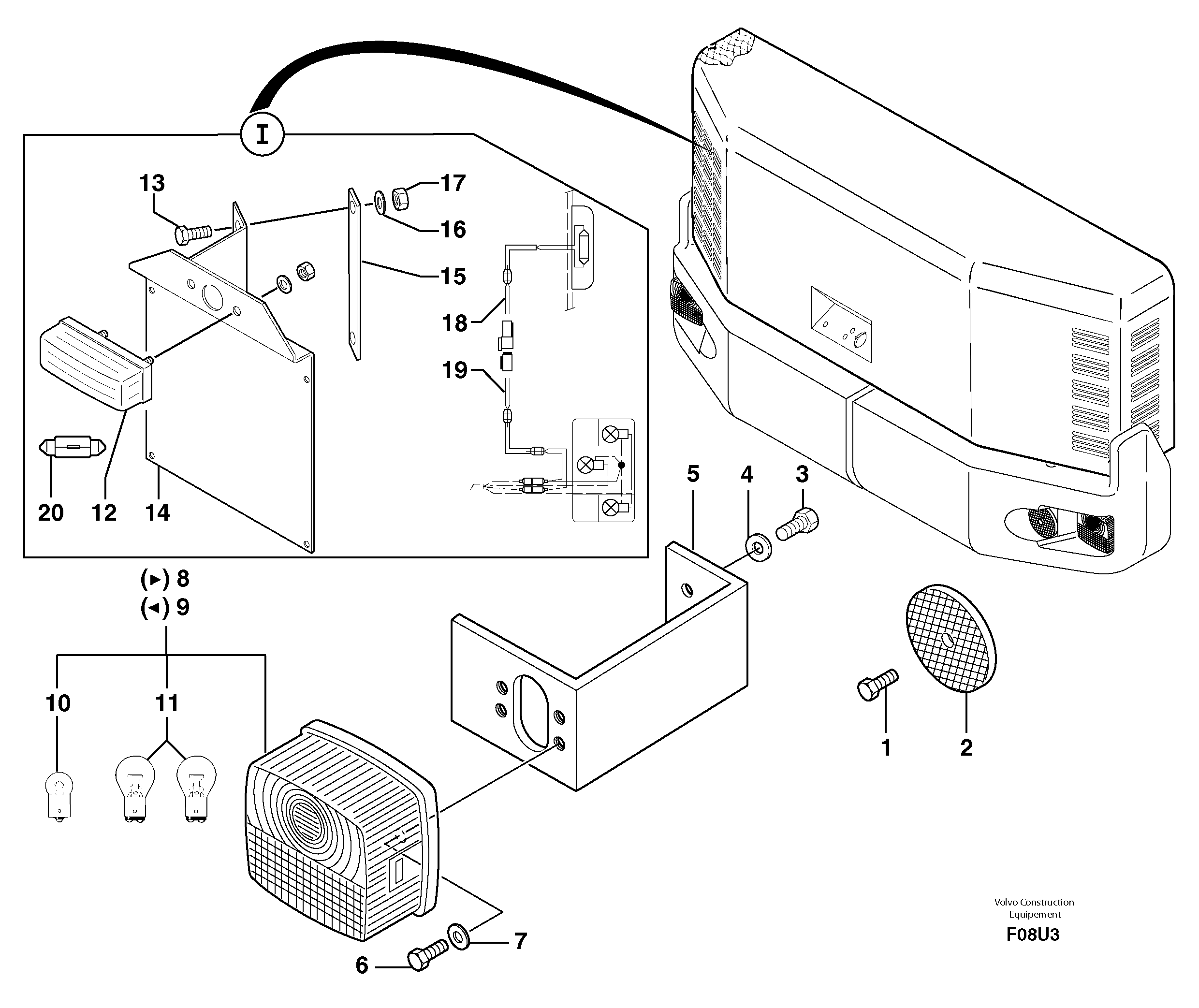 Схема запчастей Volvo EW70 - 49791 Rear signal light EW70 TYPE 262