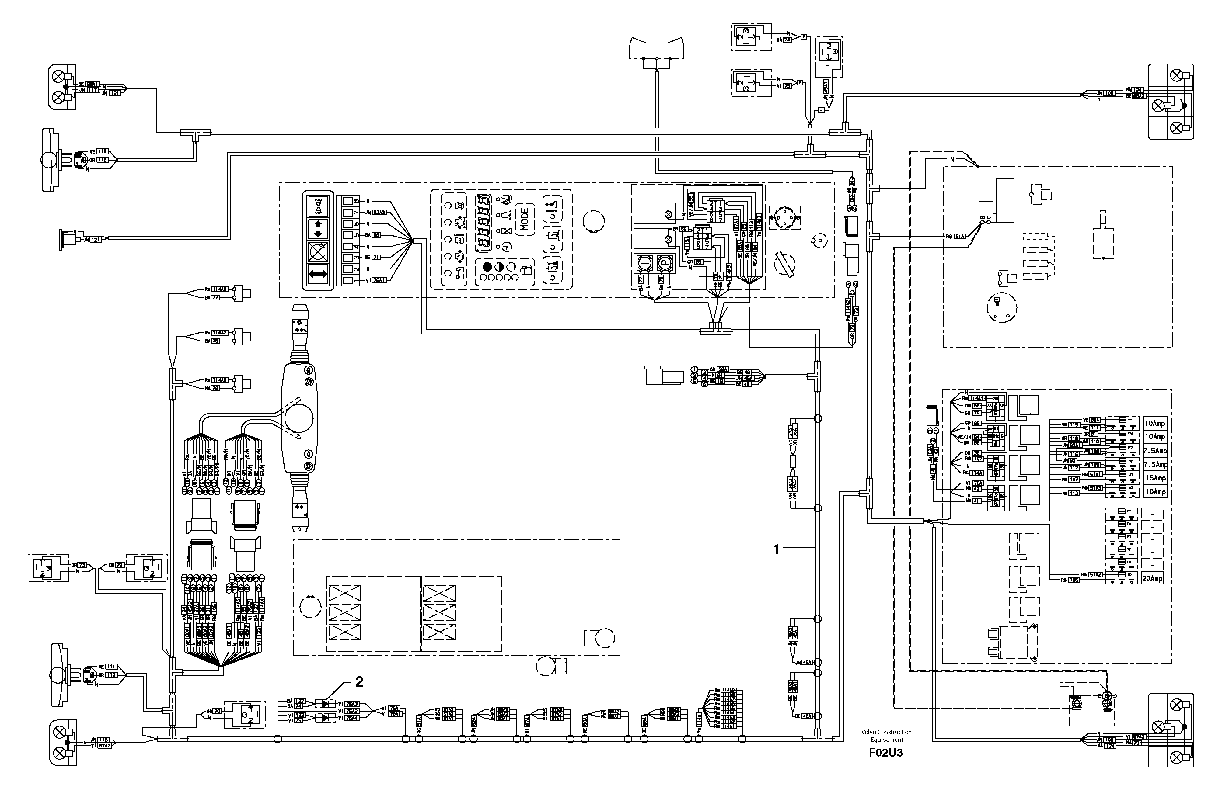 Схема запчастей Volvo EW70 - 4126 Electrical system / road version EW70 TYPE 262