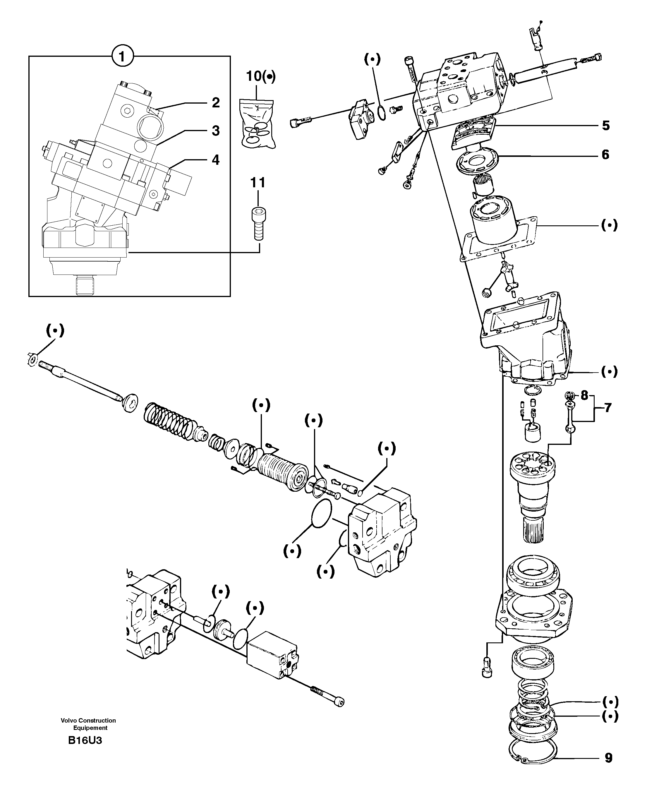 Схема запчастей Volvo EW70 - 7412 Hydraulic motor : travelling EW70VV TYPE 262