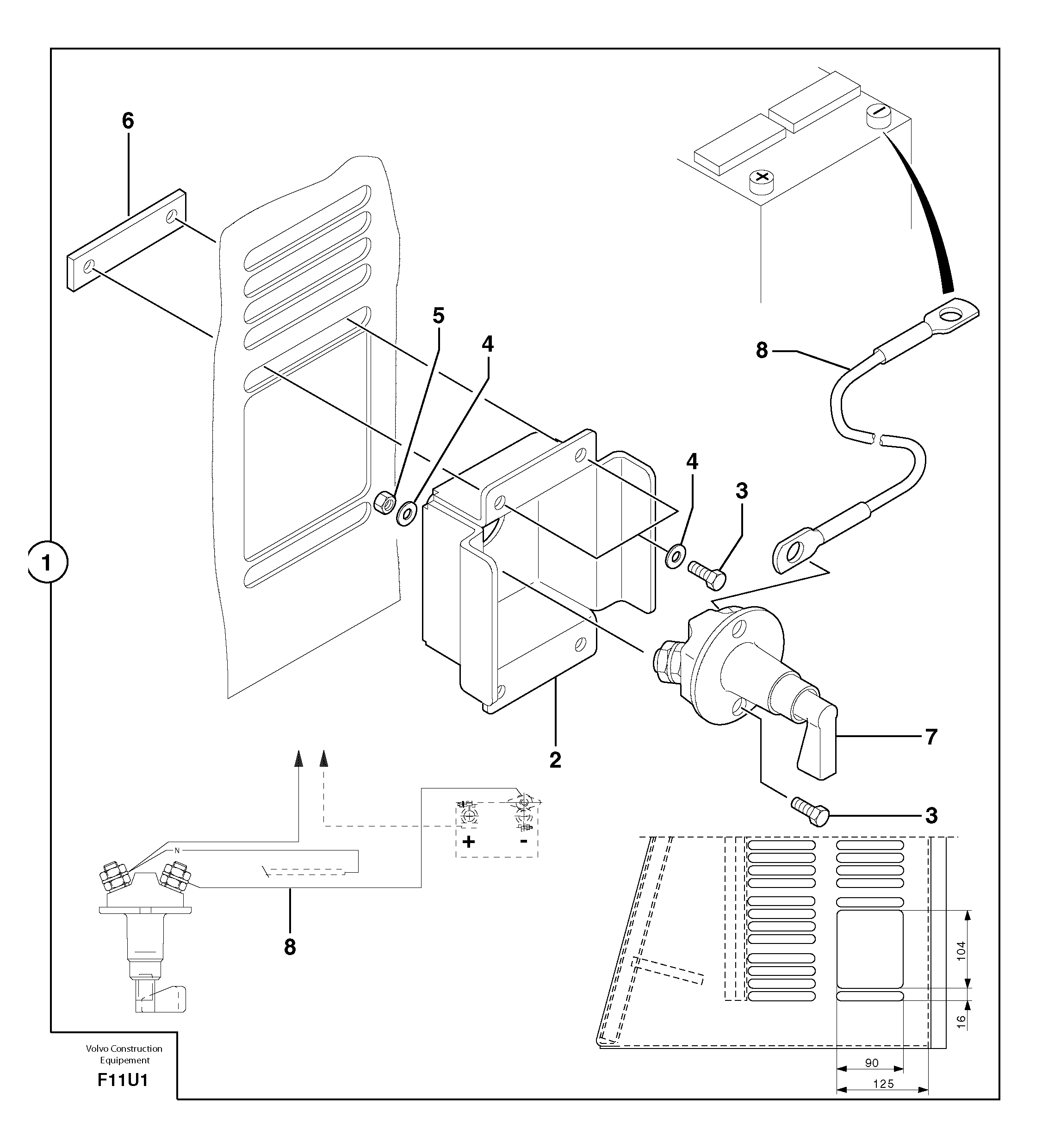 Схема запчастей Volvo EW70 - 91714 Battery cut-out EW70 TYPE 262