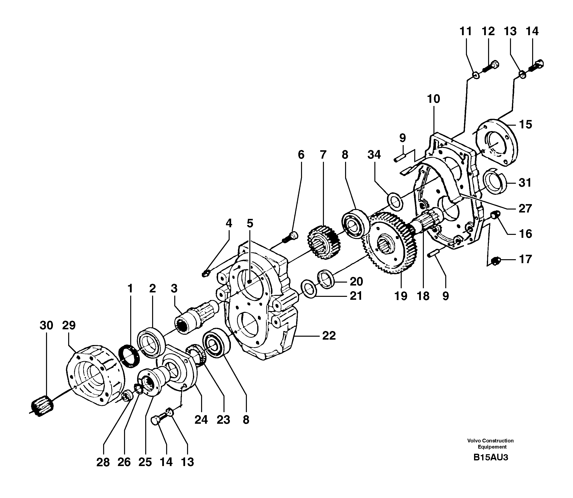 Схема запчастей Volvo EW70 - 6606 Rear axle ( 1660 ) : transfer case EW70 TYPE 262