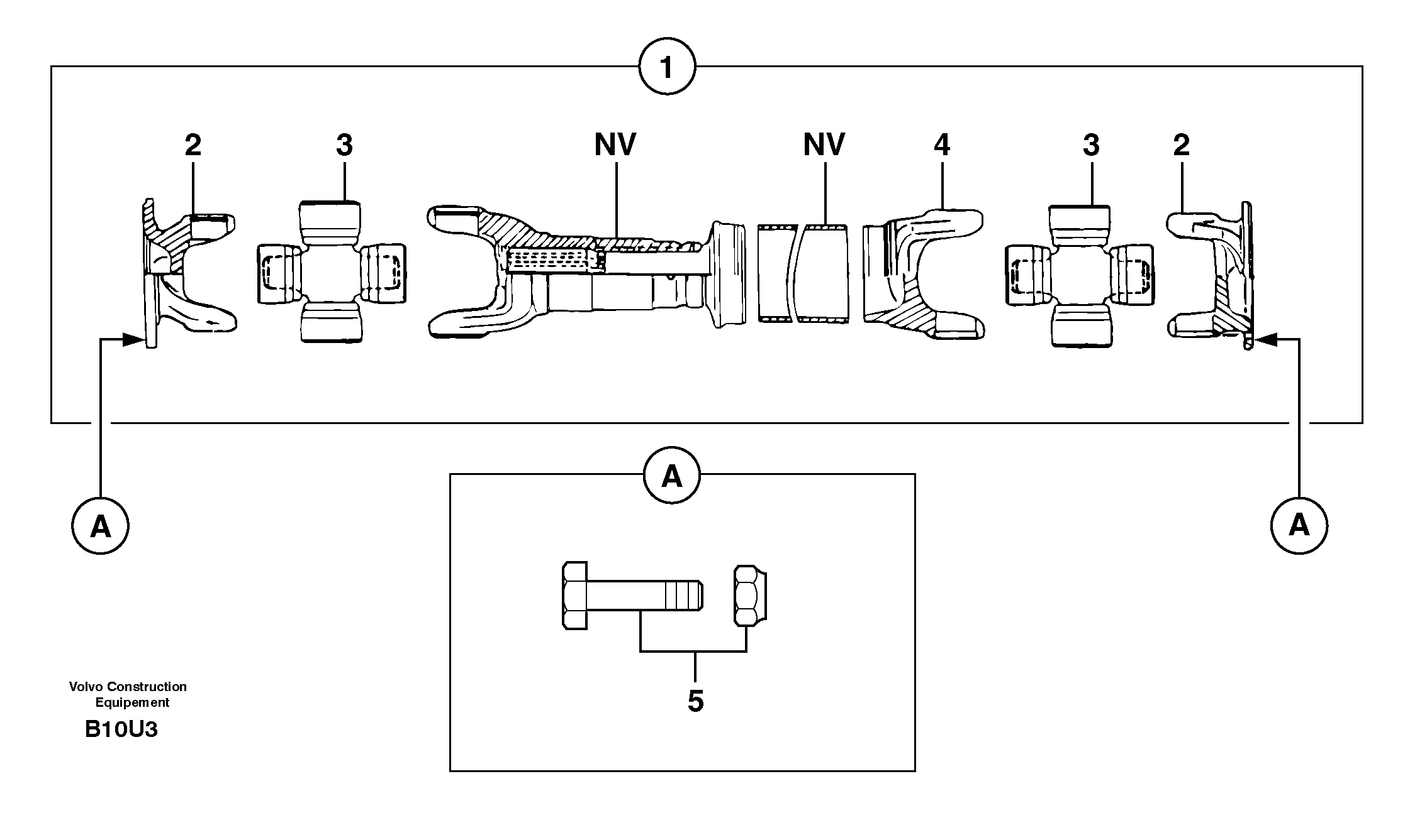Схема запчастей Volvo EW70 - 5885 Вал карданный EW70 TYPE 262