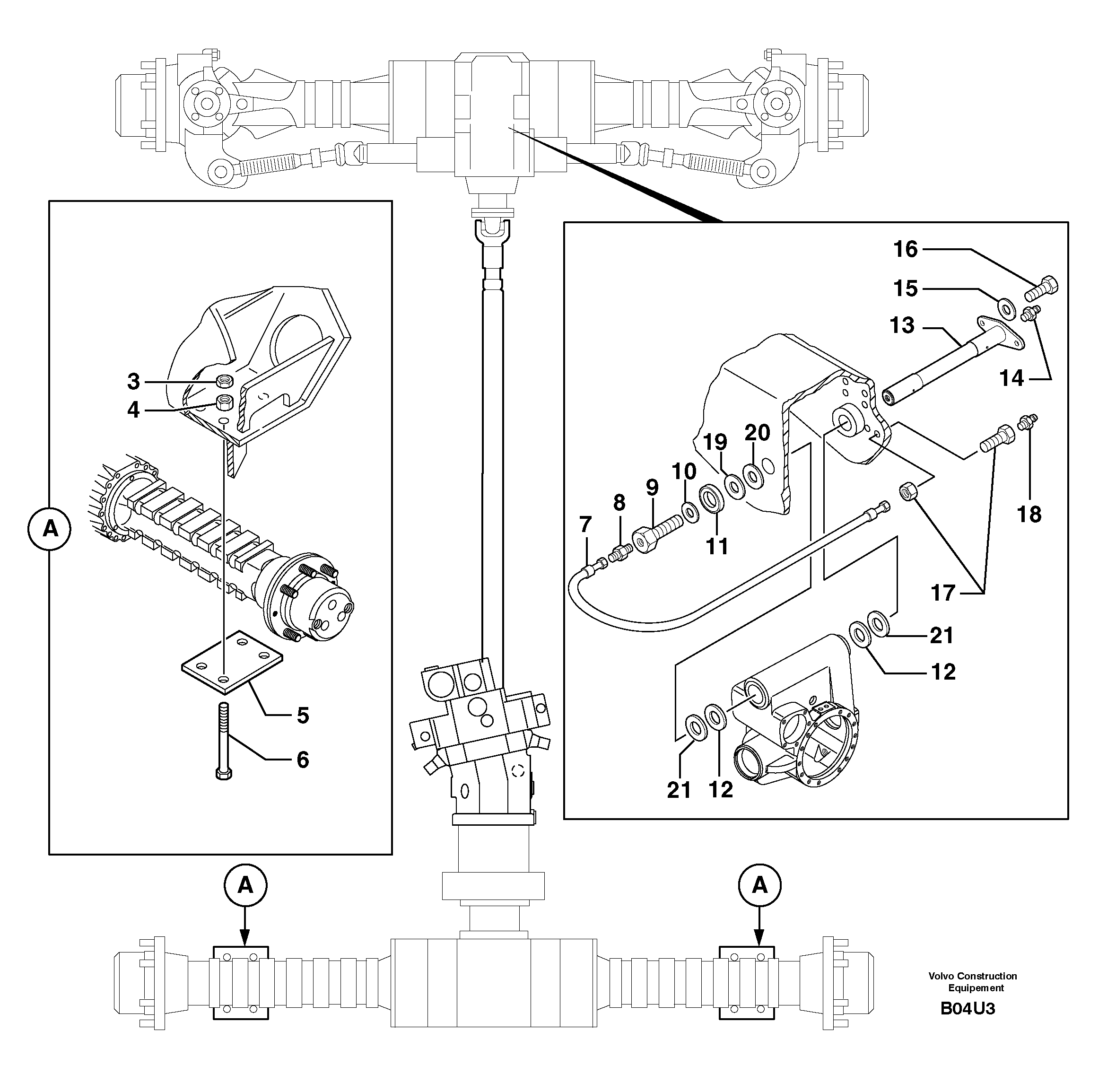 Схема запчастей Volvo EW70 - 95068 Axle cradles and mountings EW70 TYPE 262