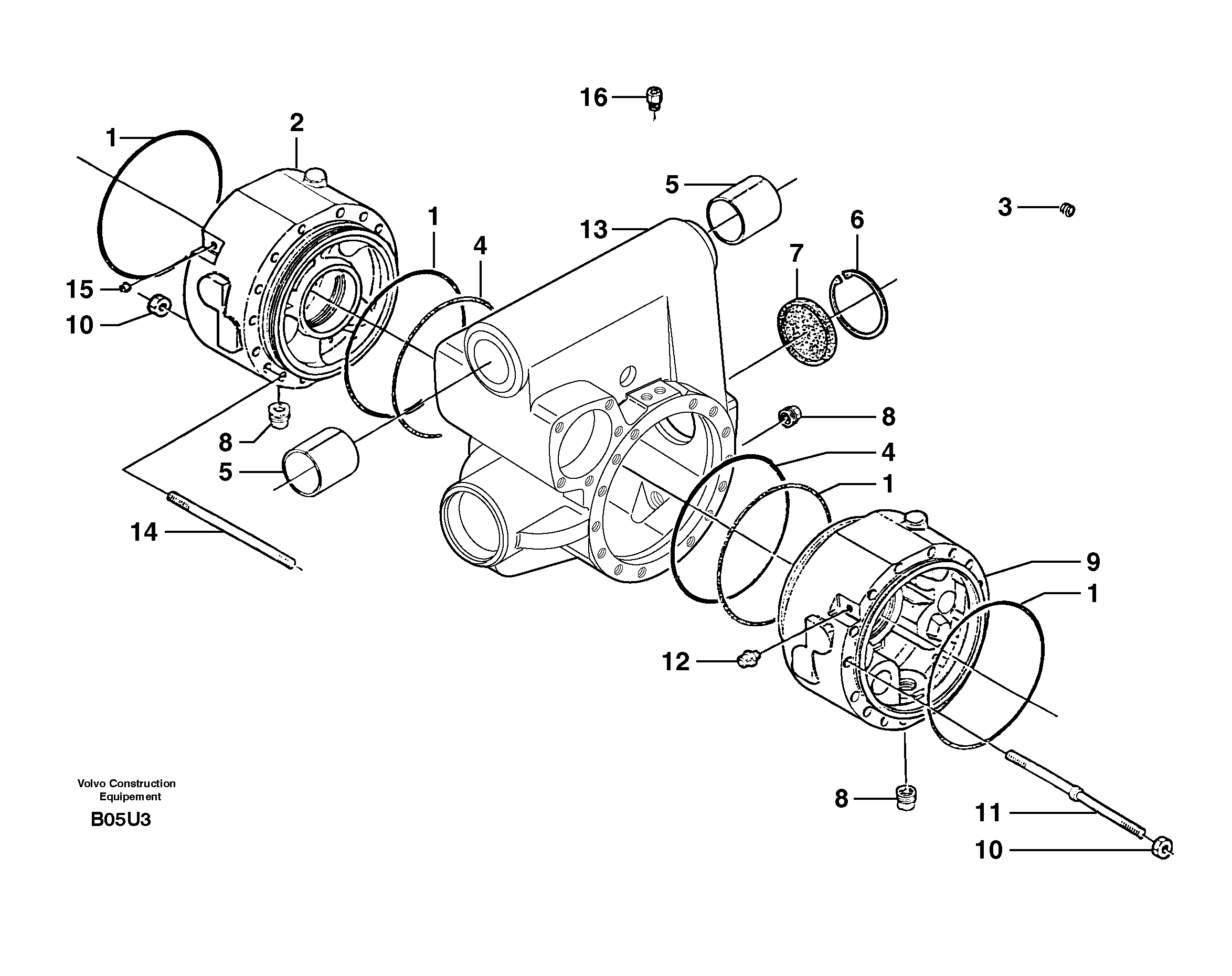 Схема запчастей Volvo EW70 - 5888 Front axle ( 1660 ) : sump EW70 TYPE 262