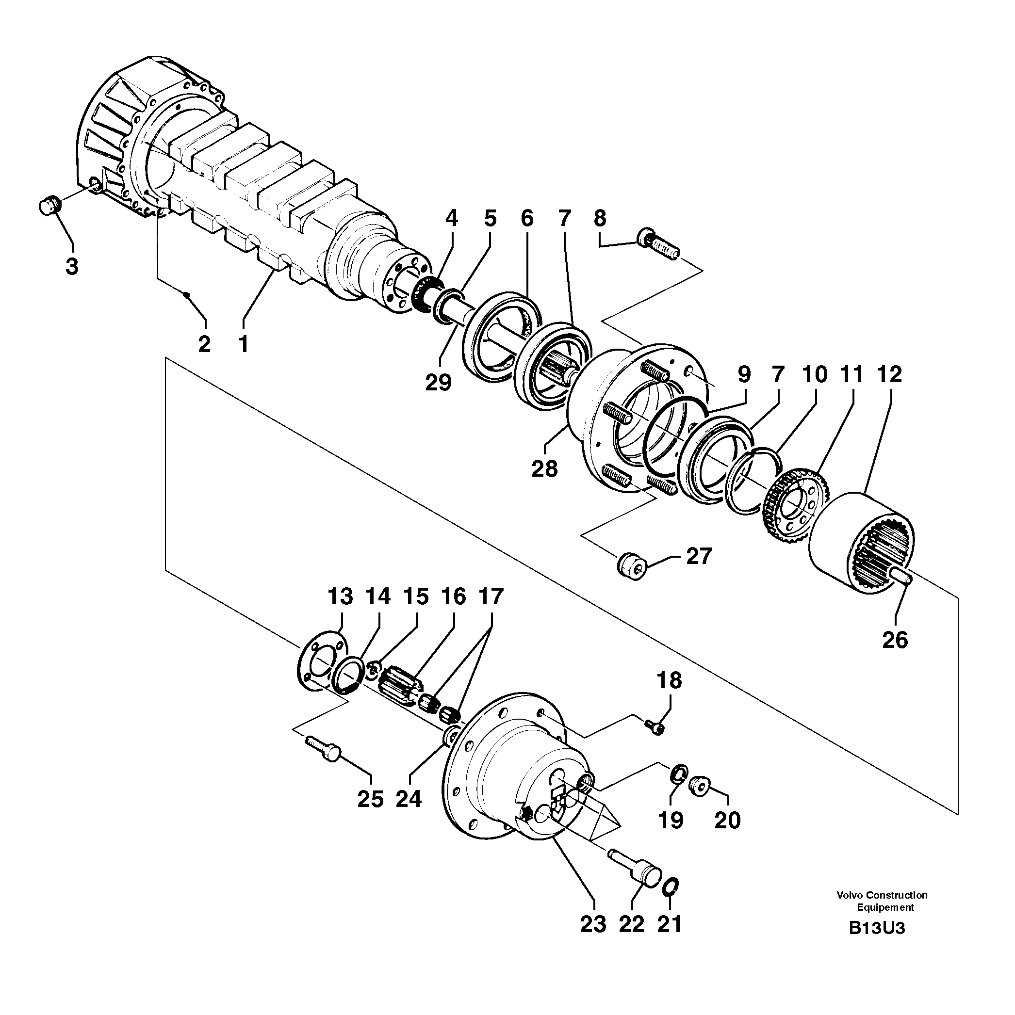 Схема запчастей Volvo EW70 - 5894 Rear axle ( 1660 ) : axle EW70 TYPE 262