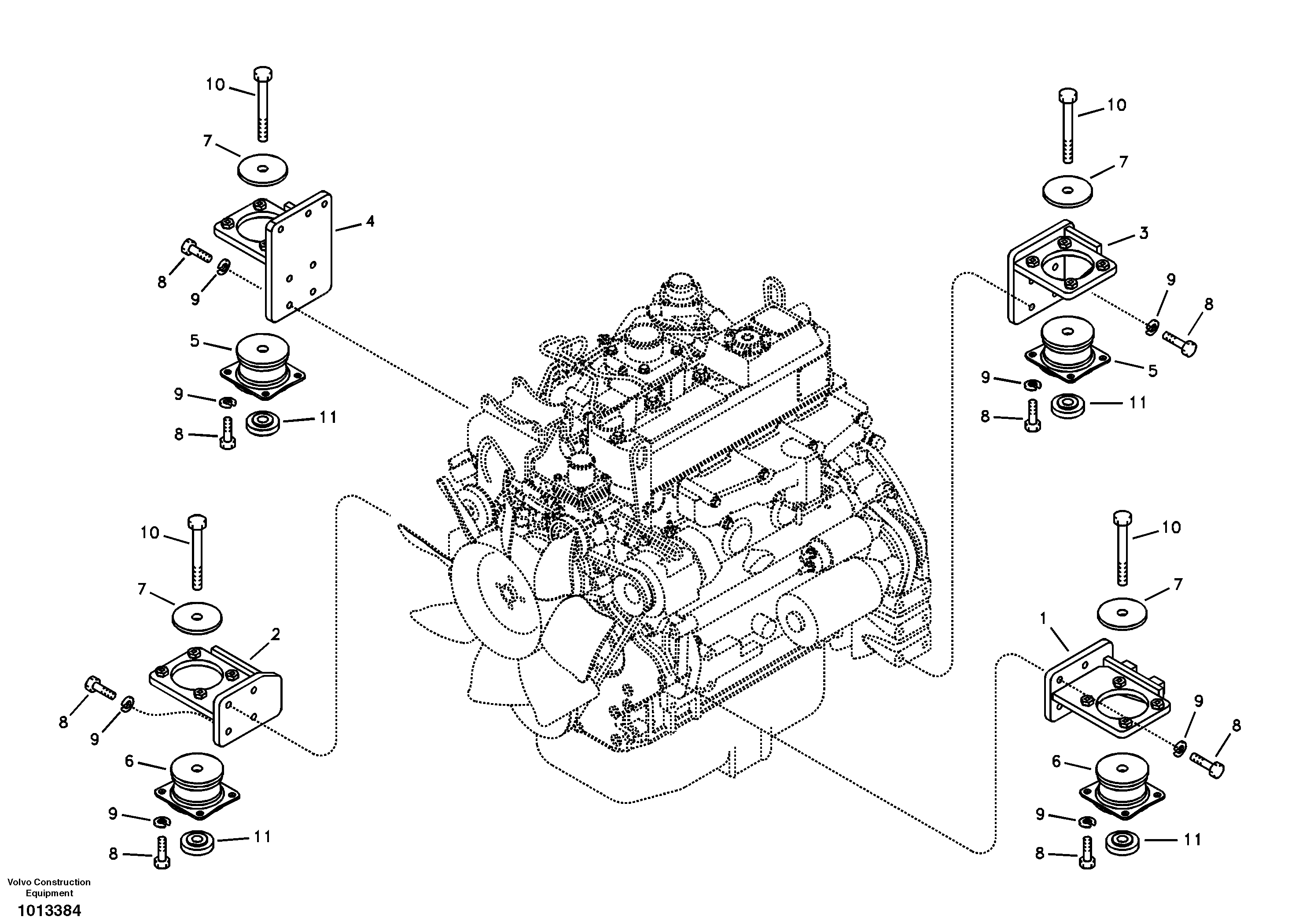 Схема запчастей Volvo ECR88 - 26385 Engine mount ECR88 S/N 10001-14010