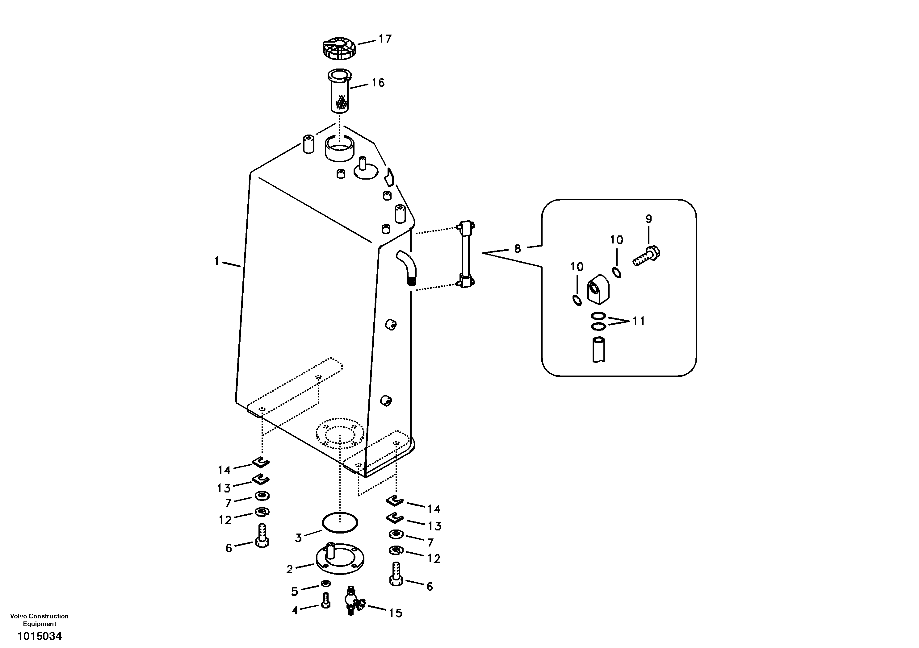 Схема запчастей Volvo ECR88 - 51324 Fuel tank with fitting parts ECR88 S/N 10001-14010