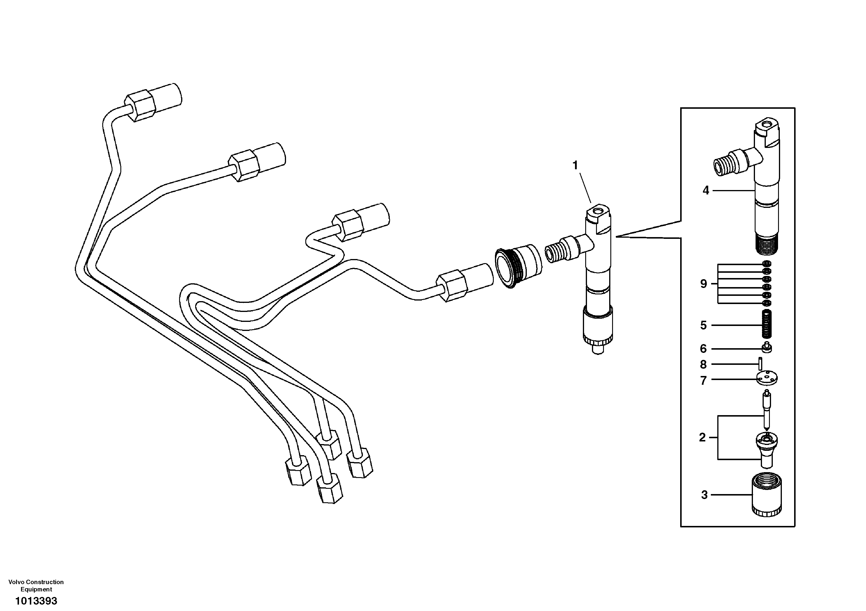 Схема запчастей Volvo ECR88 - 26390 Форсунка топливная (инжектор) ECR88 S/N 10001-14010