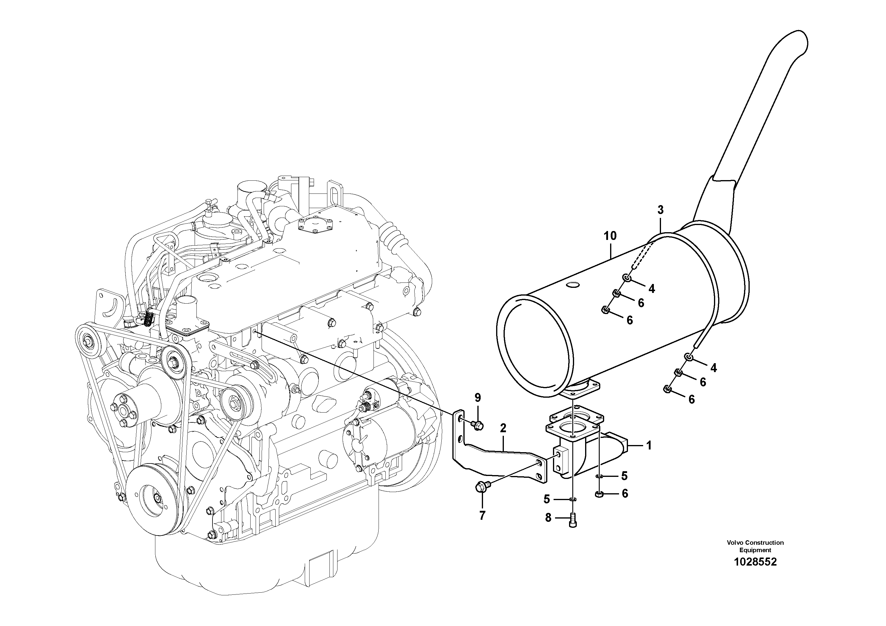 Схема запчастей Volvo ECR88 - 18895 Выхлопная система ECR88 S/N 14011-