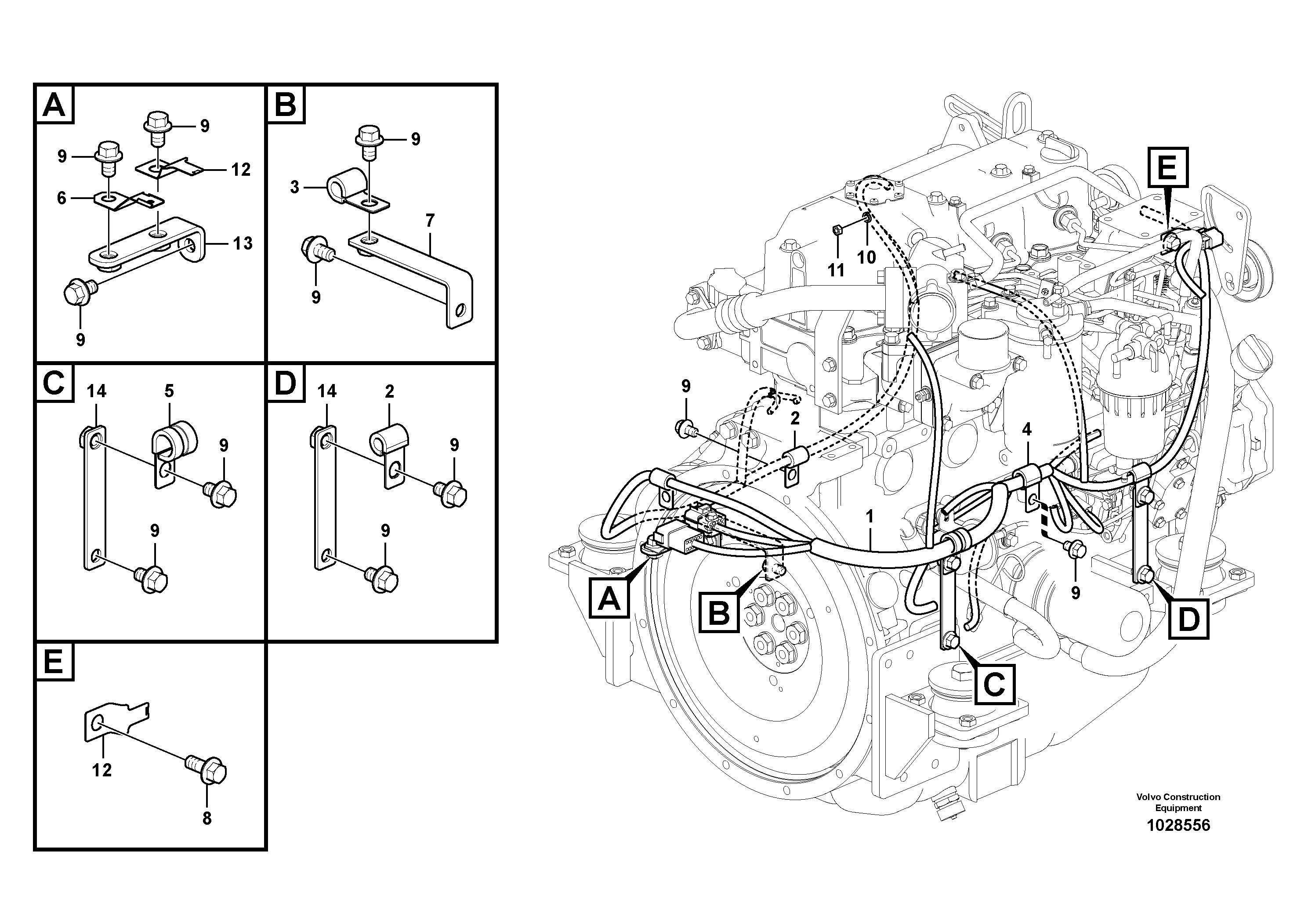 Схема запчастей Volvo ECR88 - 11199 Cable harness, engine ECR88 S/N 14011-