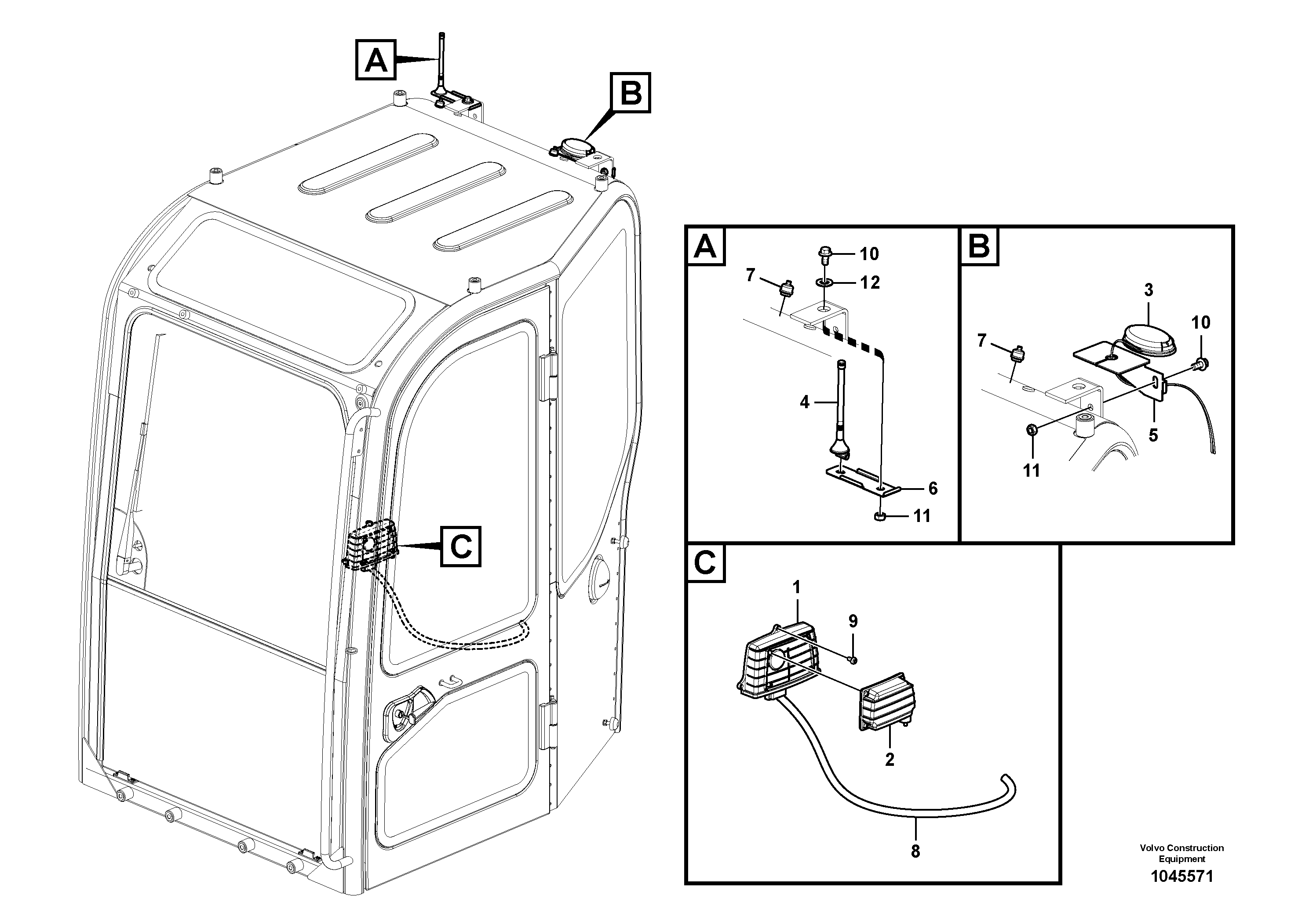 Схема запчастей Volvo ECR88 - 100478 Cable harnesses, telematics ECR88 S/N 14011-