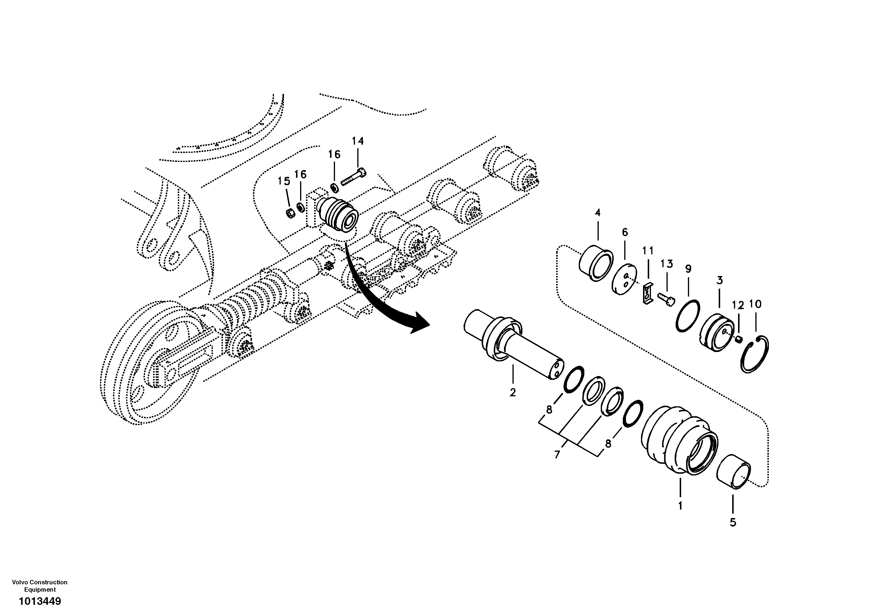 Схема запчастей Volvo ECR88 - 11385 Top roller ECR88 S/N 14011-