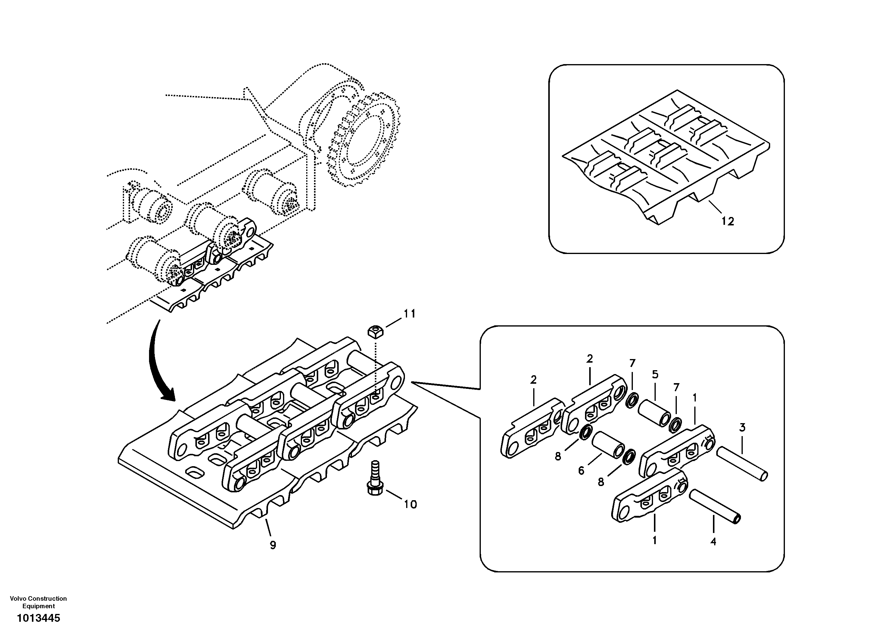 Схема запчастей Volvo ECR88 - 25496 Undercarriage, track with shoes ECR88 S/N 14011-
