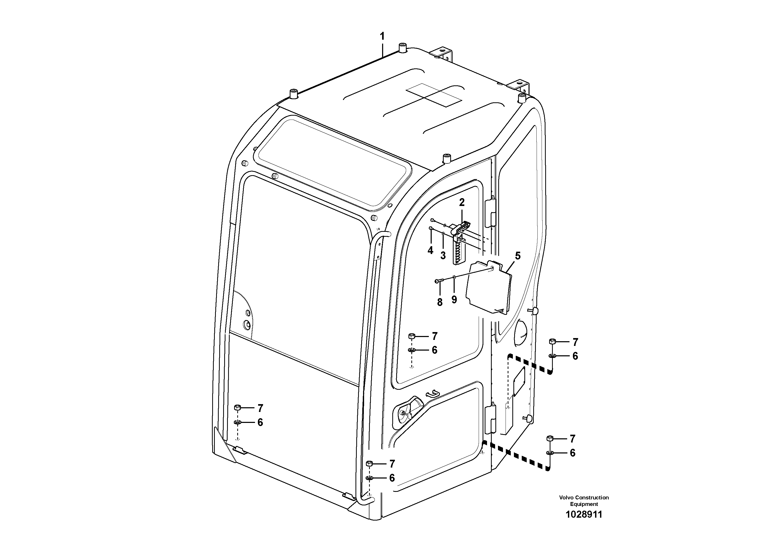Схема запчастей Volvo ECR88 - 68608 Cab mount ECR88 S/N 14011-