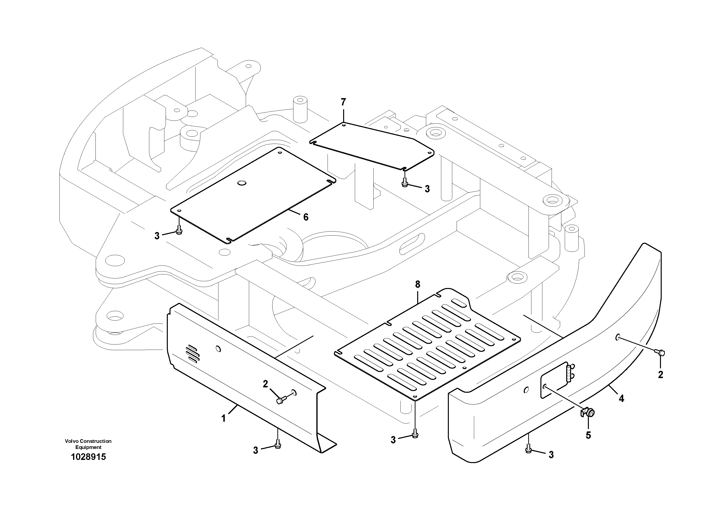 Схема запчастей Volvo ECR88 - 11427 Hatches under engine, hydr.pumps, cooler, m.valve and fuel tank ECR88 S/N 14011-