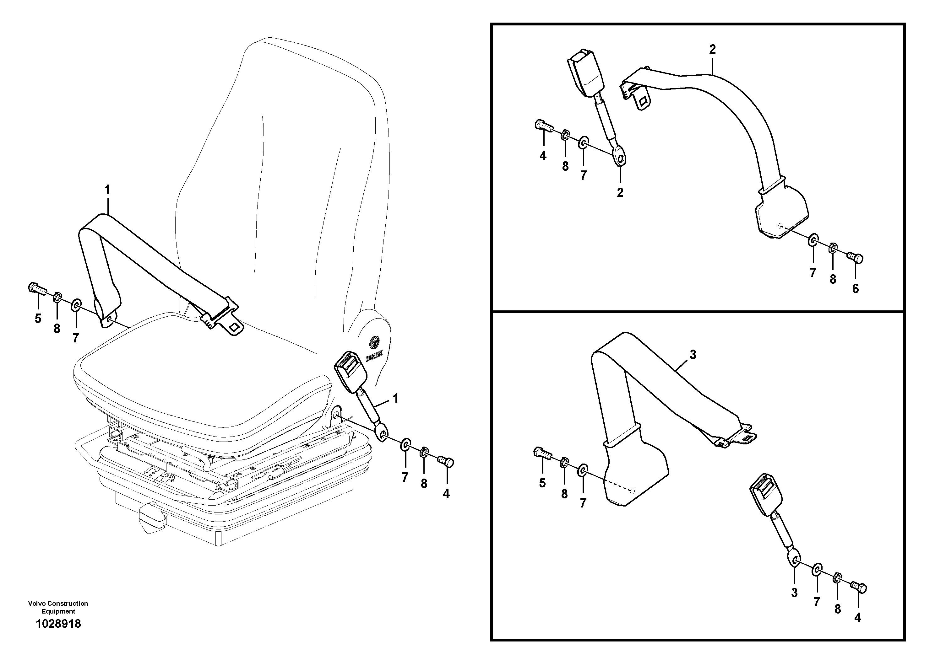 Схема запчастей Volvo ECR88 - 54739 Operator seat with fitting parts ECR88 S/N 14011-