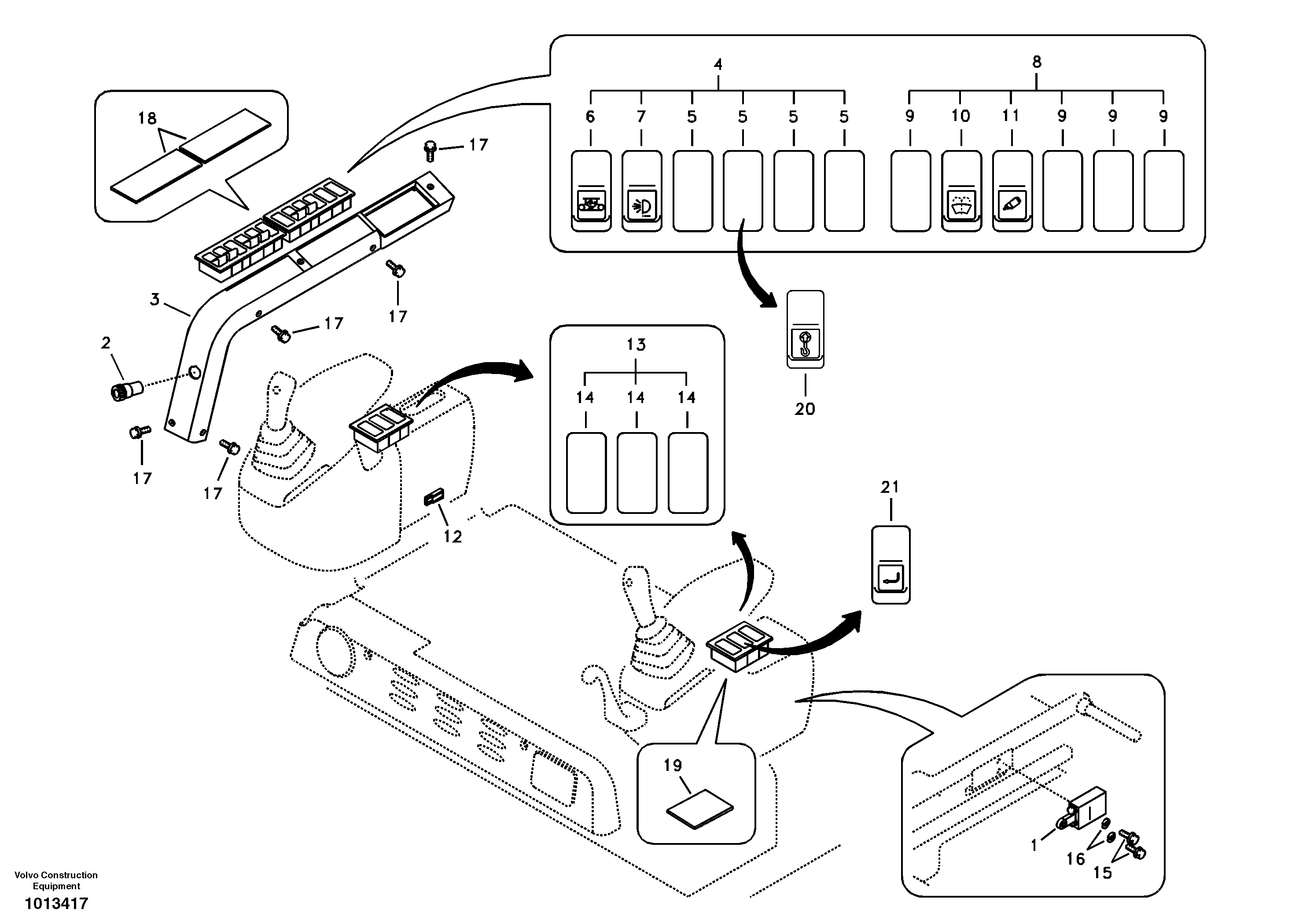 Схема запчастей Volvo ECR88 - 12822 Переключатель ECR88 S/N 10001-14010