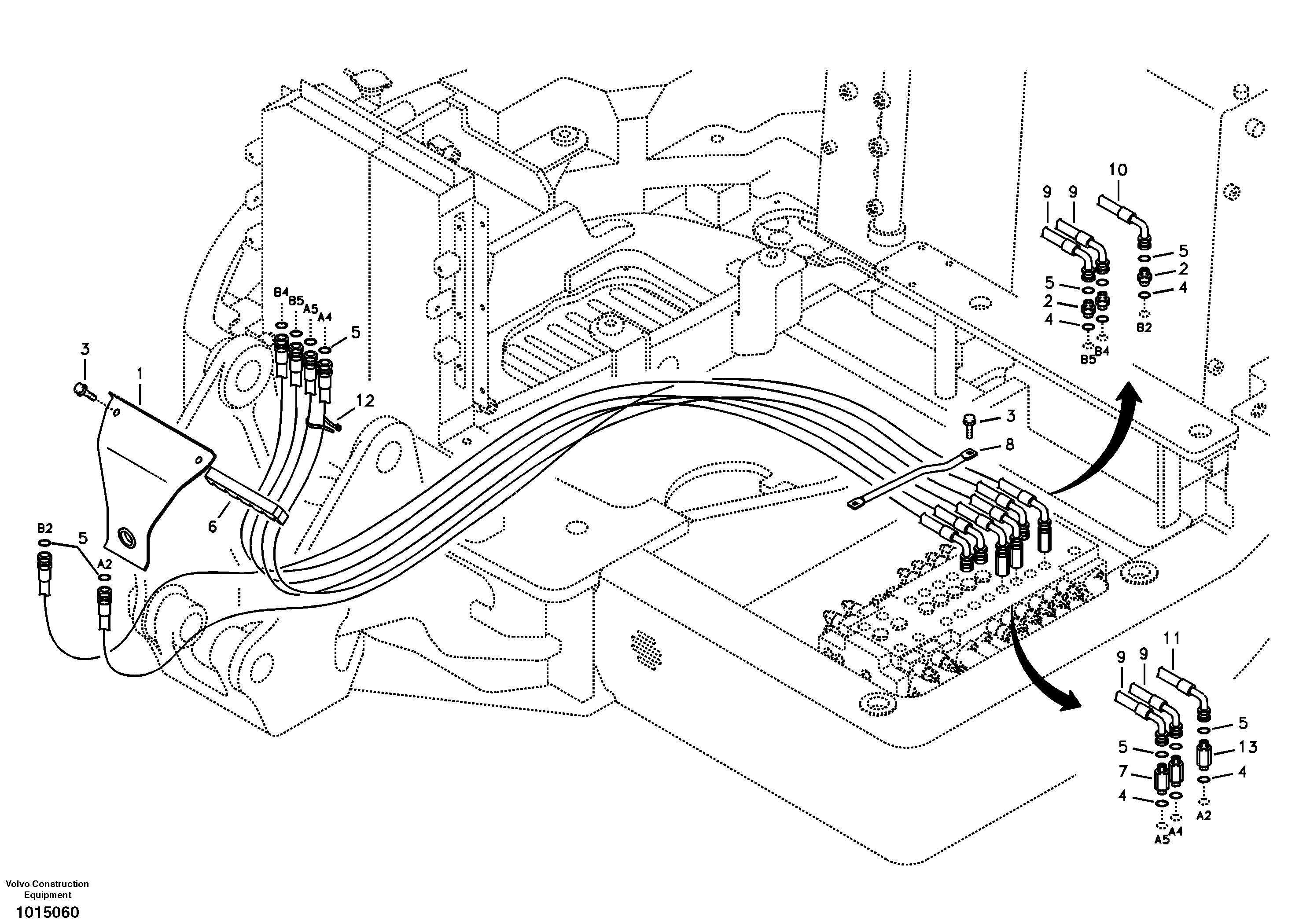 Схема запчастей Volvo ECR88 - 17241 Hydraulic system, control valve to boom ECR88 S/N 14011-