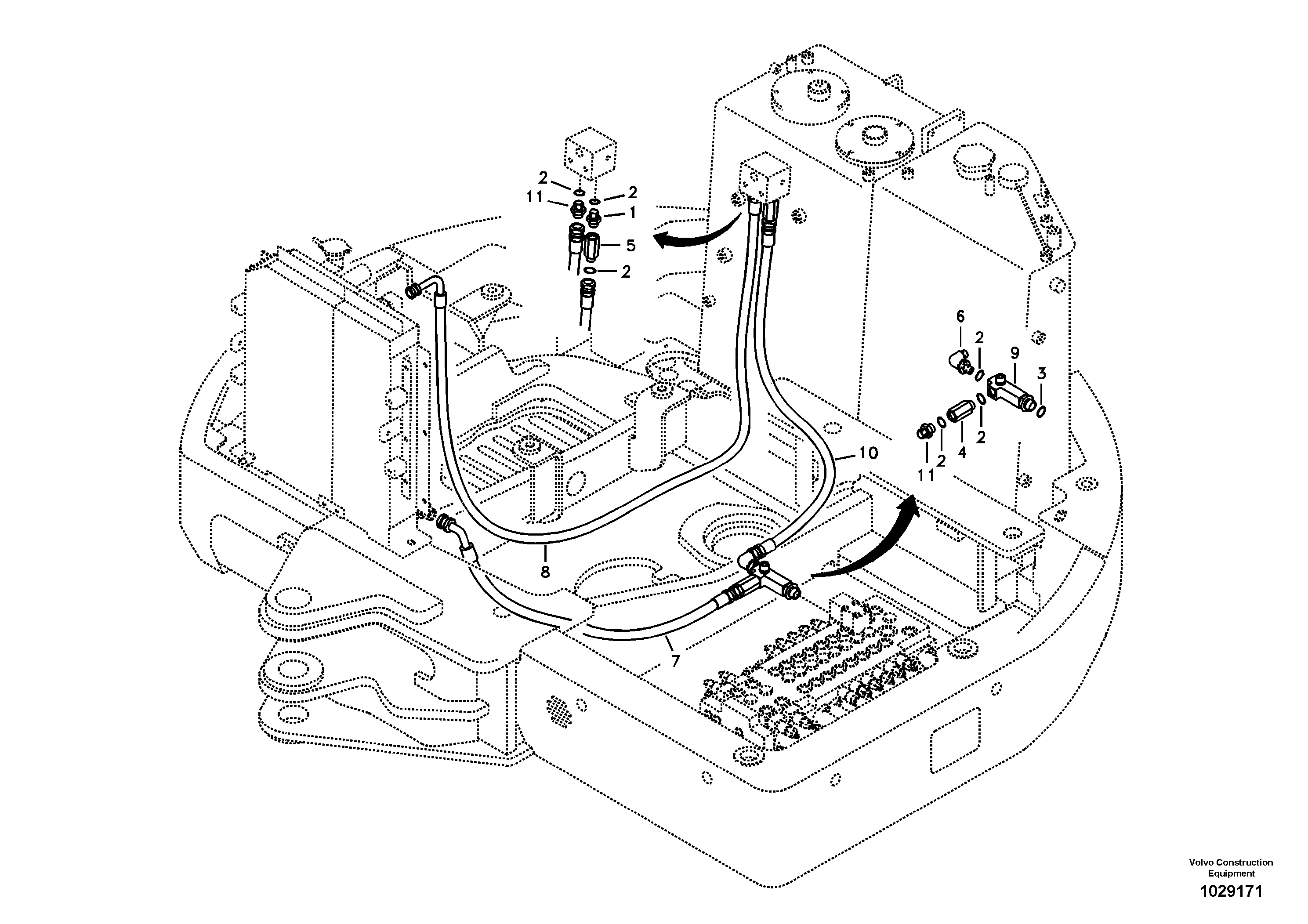 Схема запчастей Volvo ECR88 - 20274 Hydraulic system, hydraulic tank to hydraulic oil cooler ECR88 S/N 14011-