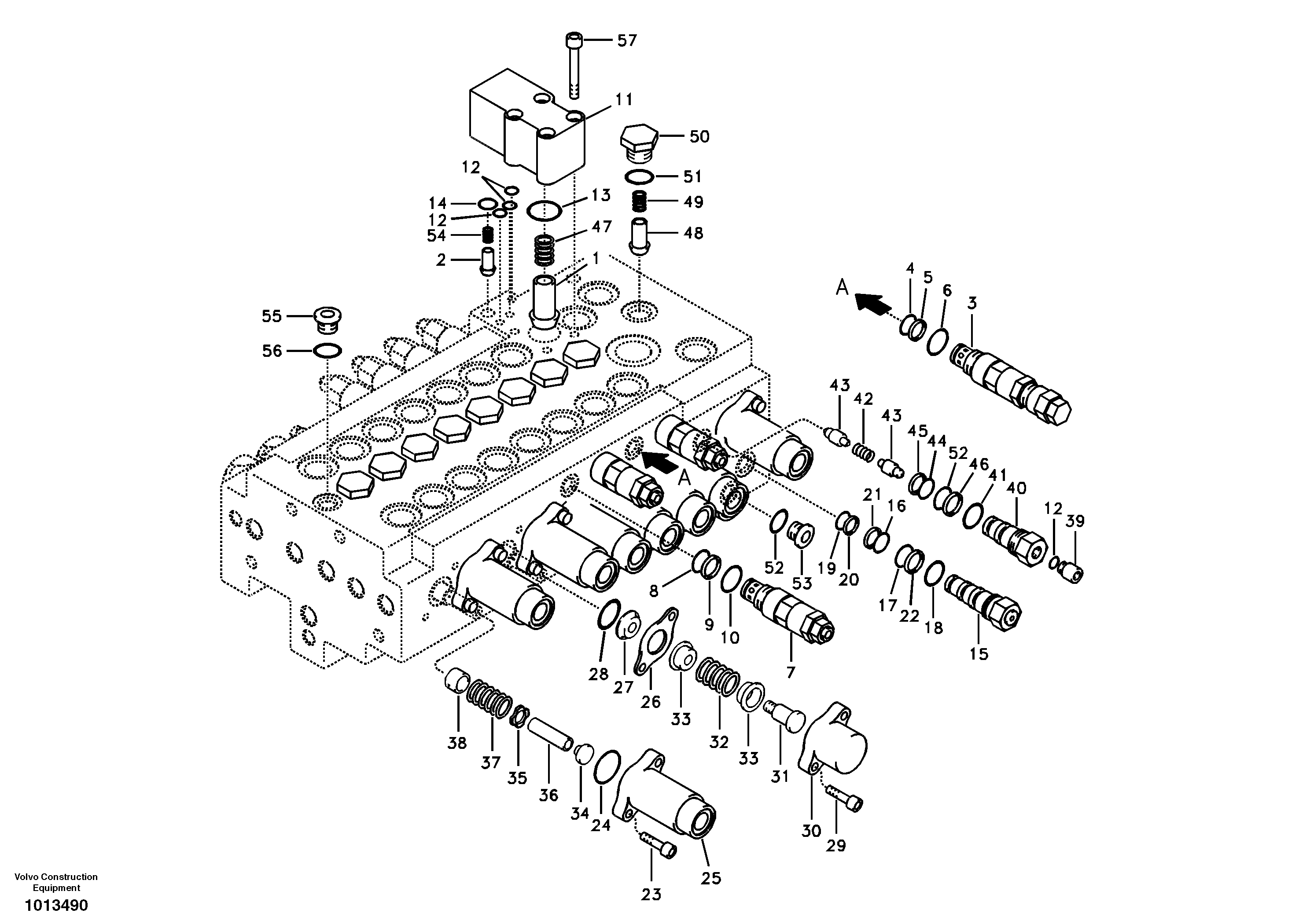Схема запчастей Volvo ECR88 - 12383 Гидрораспределитель (главный управляющий клапан) ECR88 S/N 14011-