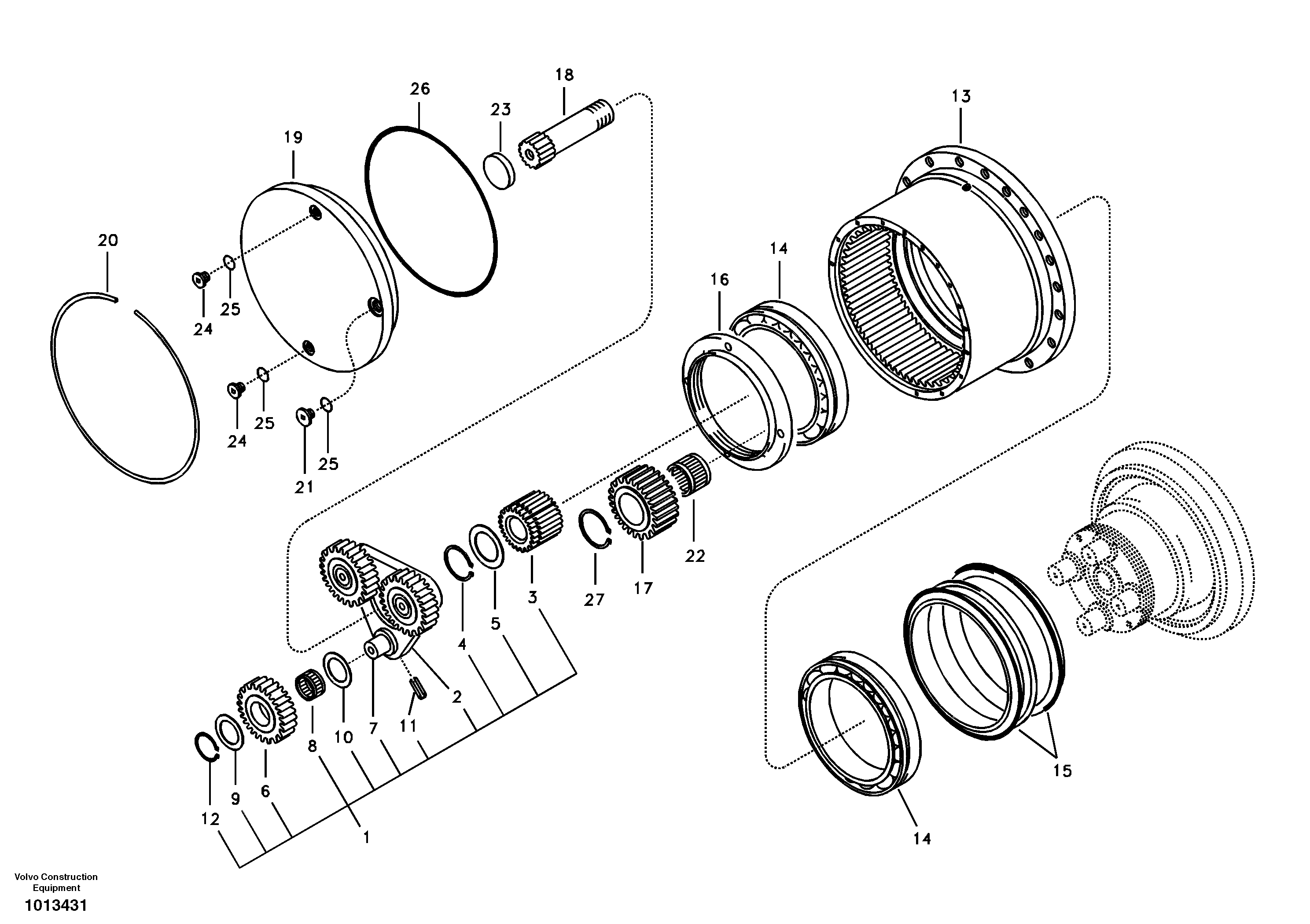 Схема запчастей Volvo ECR88 - 89104 Travel gearbox ECR88 S/N 10001-14010