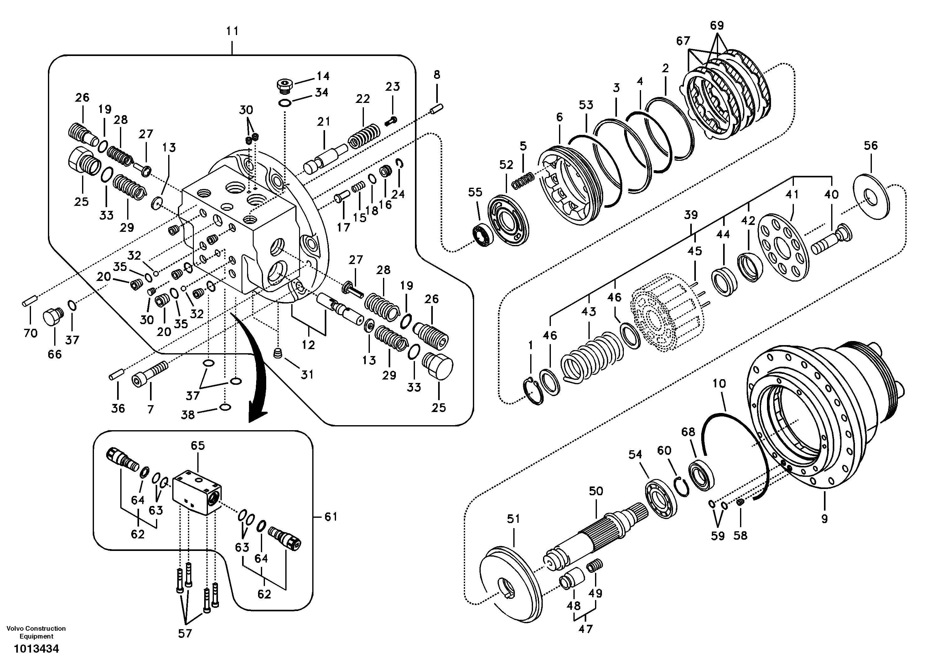 Схема запчастей Volvo ECR88 - 99468 Гидромотор хода ECR88 S/N 10001-14010
