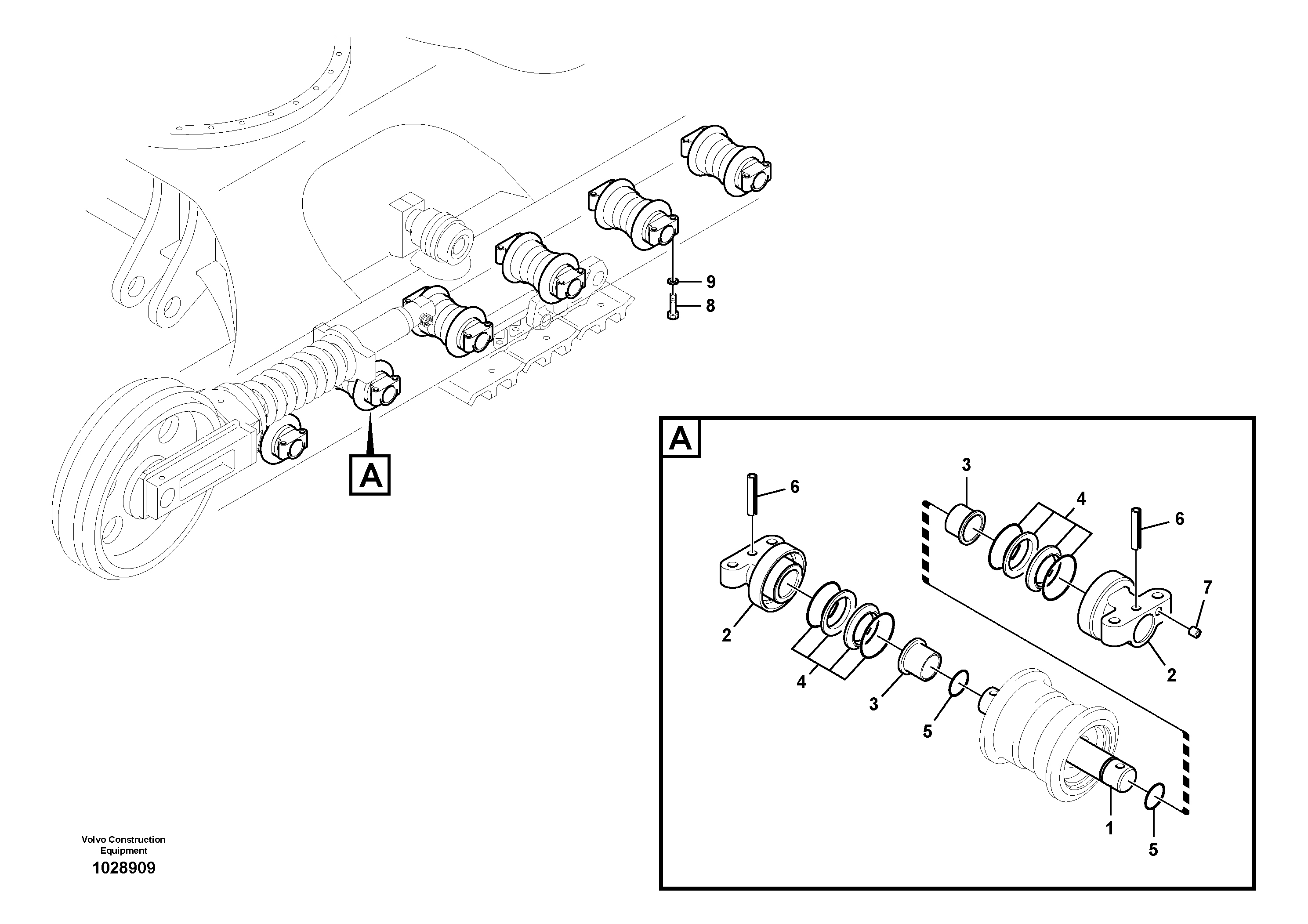 Схема запчастей Volvo ECR88 - 67719 Bottom roller ECR88 S/N 10001-14010