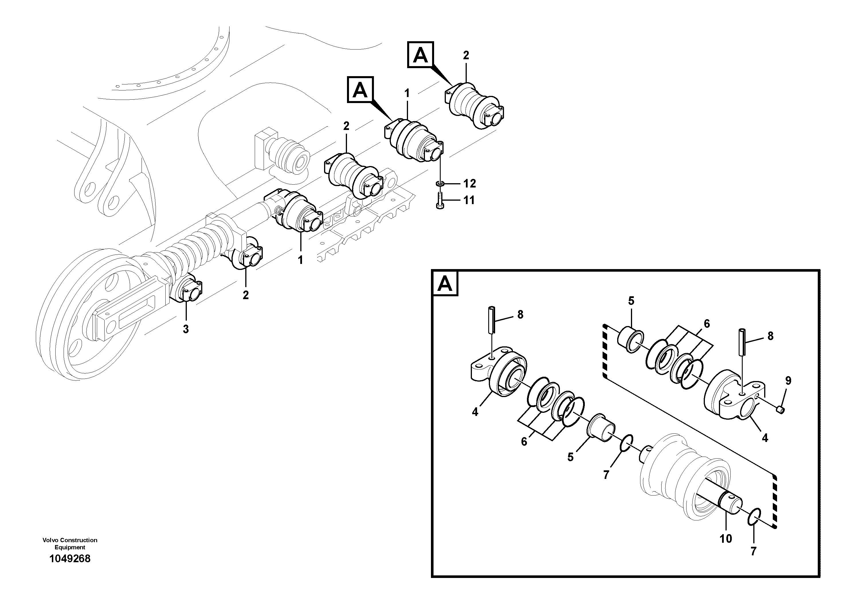 Схема запчастей Volvo ECR88 - 68170 Bottom roller ECR88 S/N 10001-14010