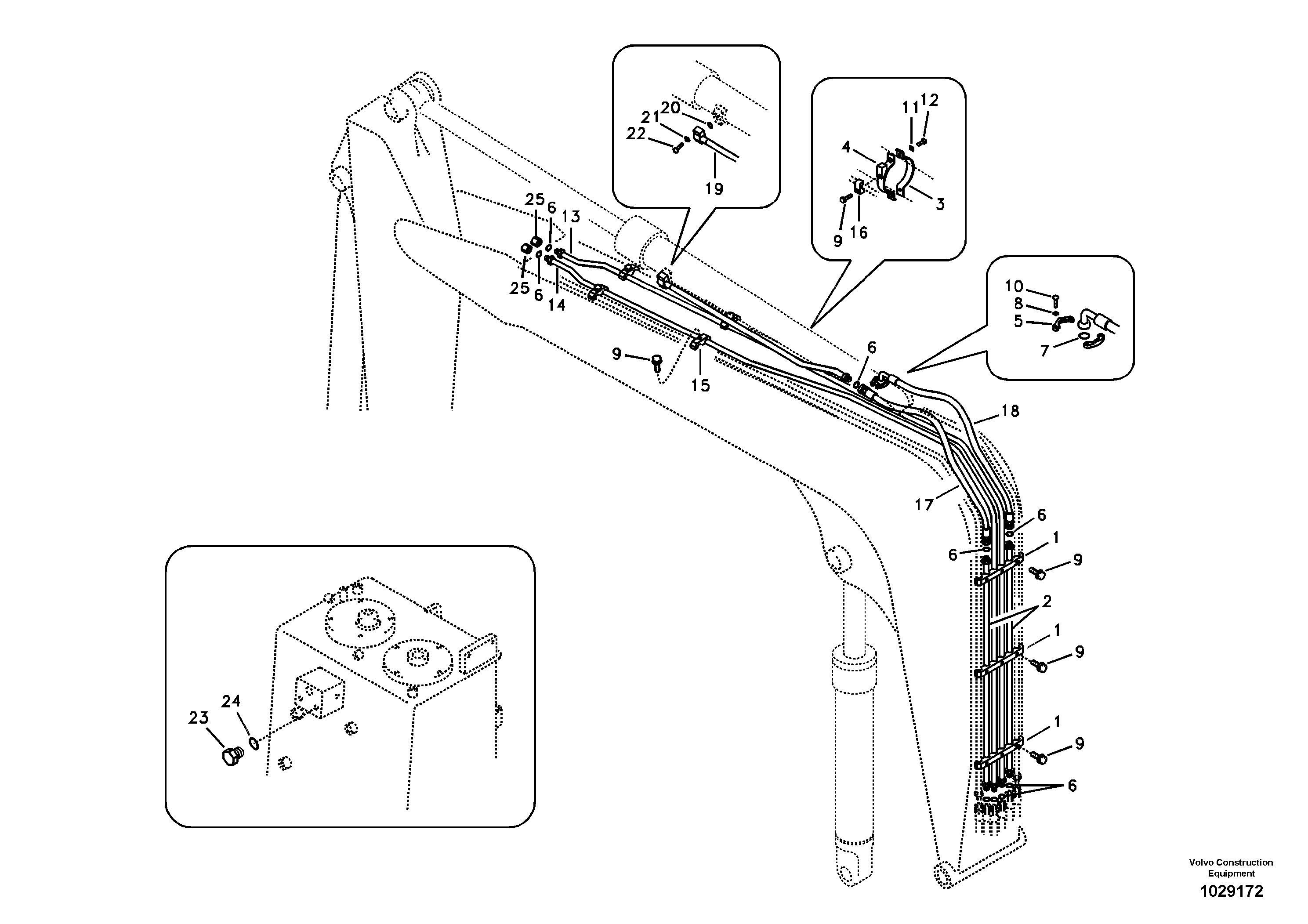 Схема запчастей Volvo ECR88 - 29428 Working hydraulic, dipper arm cylinder on boom ECR88 S/N 14011-