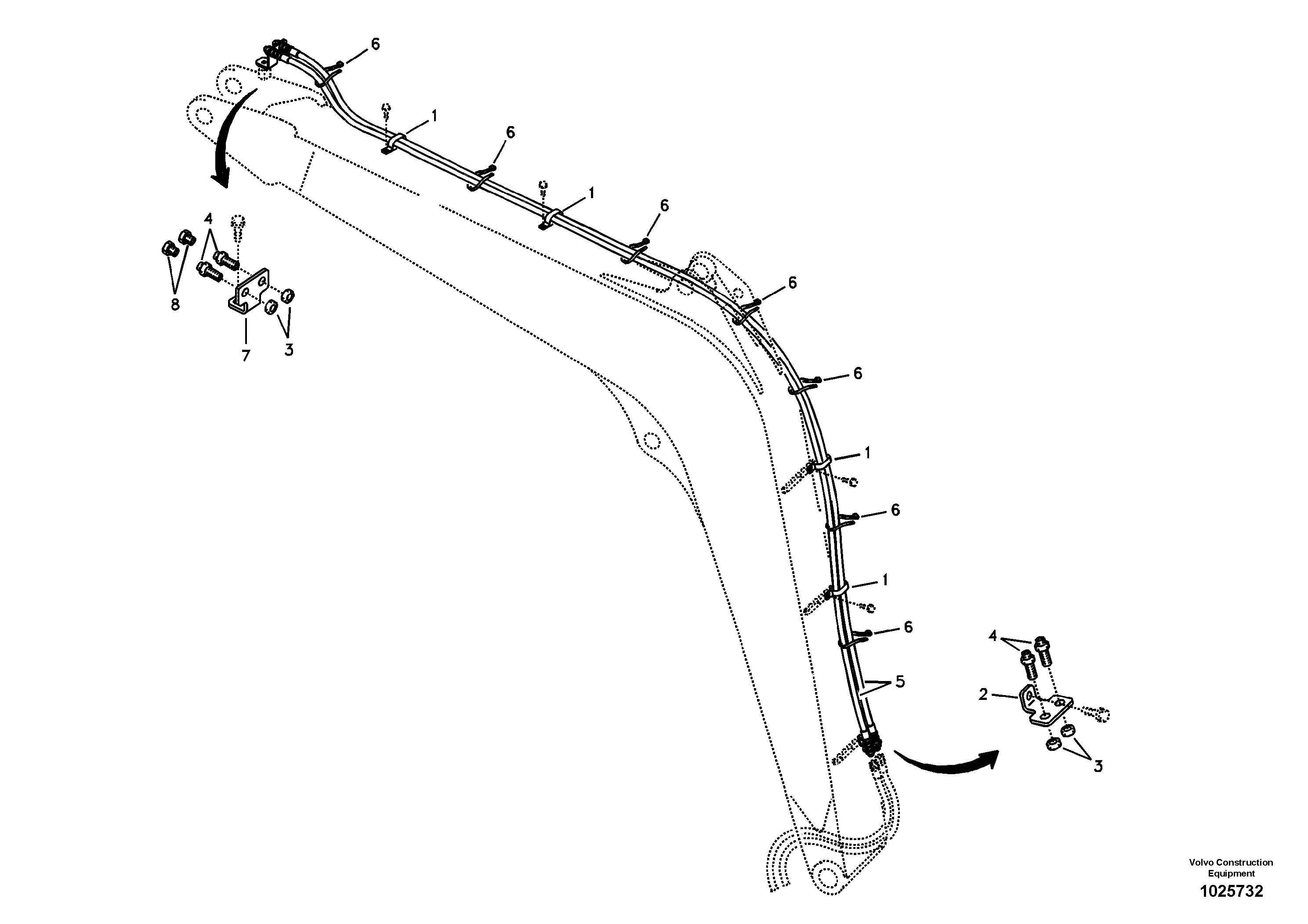 Схема запчастей Volvo ECR88 - 19672 Working hydraulic, slope and rotator on boom ECR88 S/N 14011-