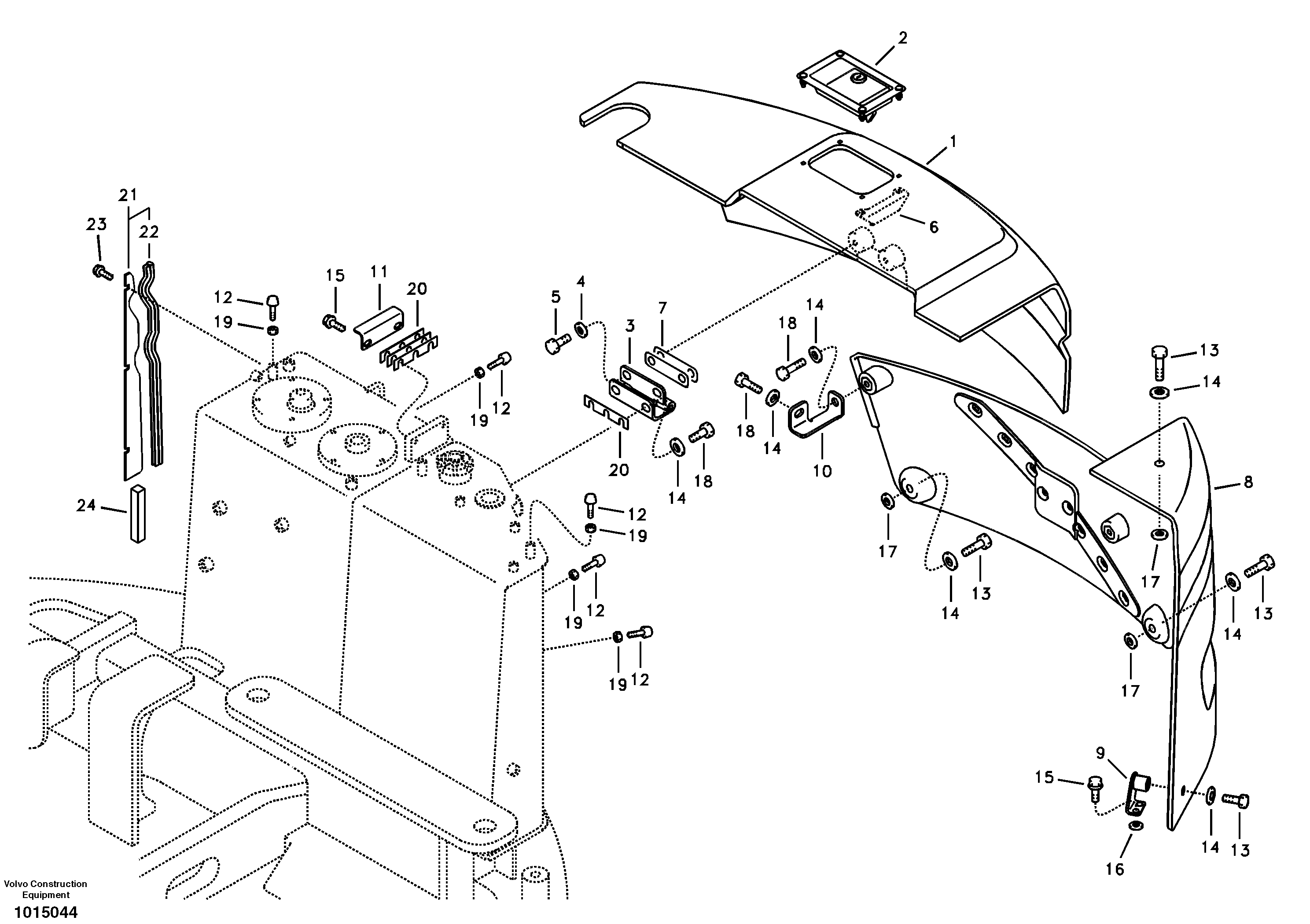 Схема запчастей Volvo ECR88 - 1969 Cowl frame, cover and hood ECR88 S/N 10001-14010