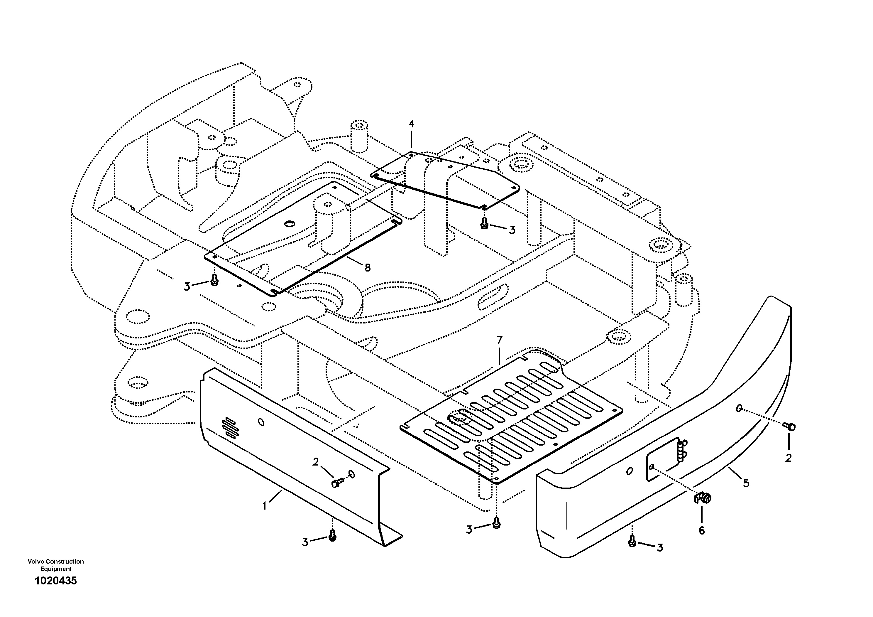 Схема запчастей Volvo ECR88 - 1226 Hatches under engine, hydr.pumps, cooler, m.valve and fuel tank ECR88 S/N 10001-14010