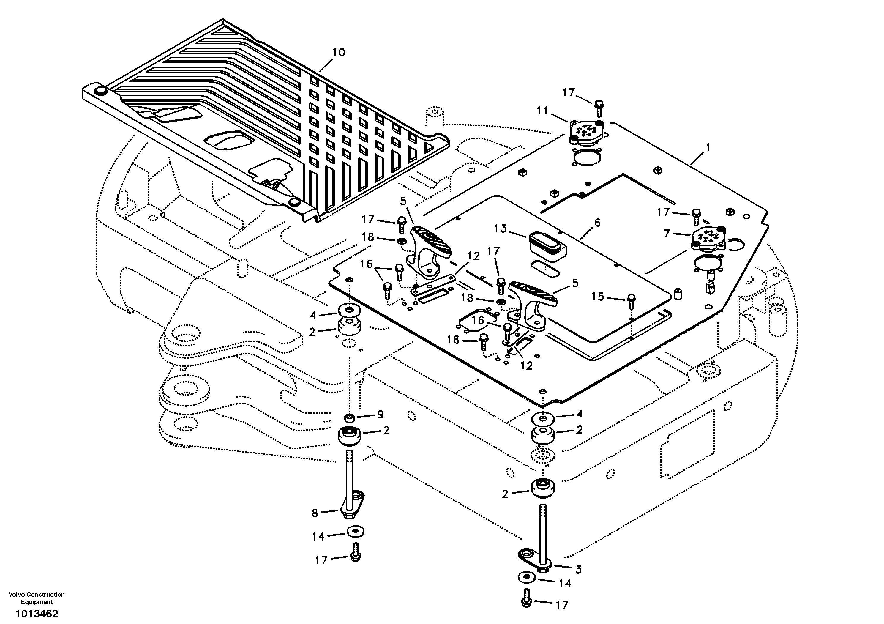 Схема запчастей Volvo ECR88 - 93479 Cabin floor ECR88 S/N 10001-14010