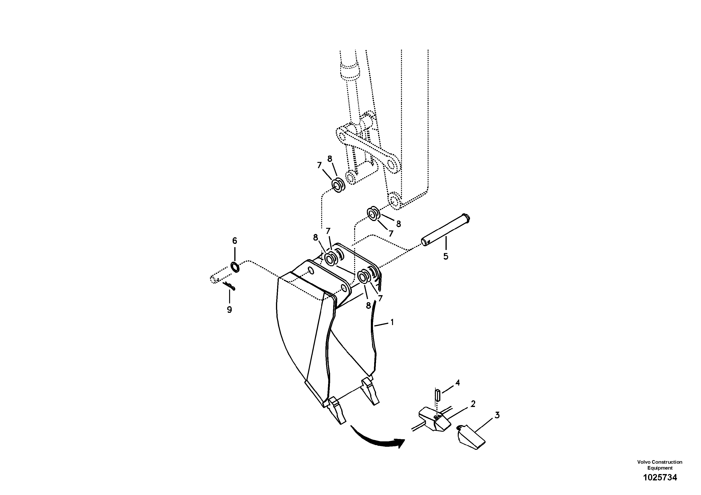 Схема запчастей Volvo ECR88 - 49364 Ковш ECR88 S/N 14011-