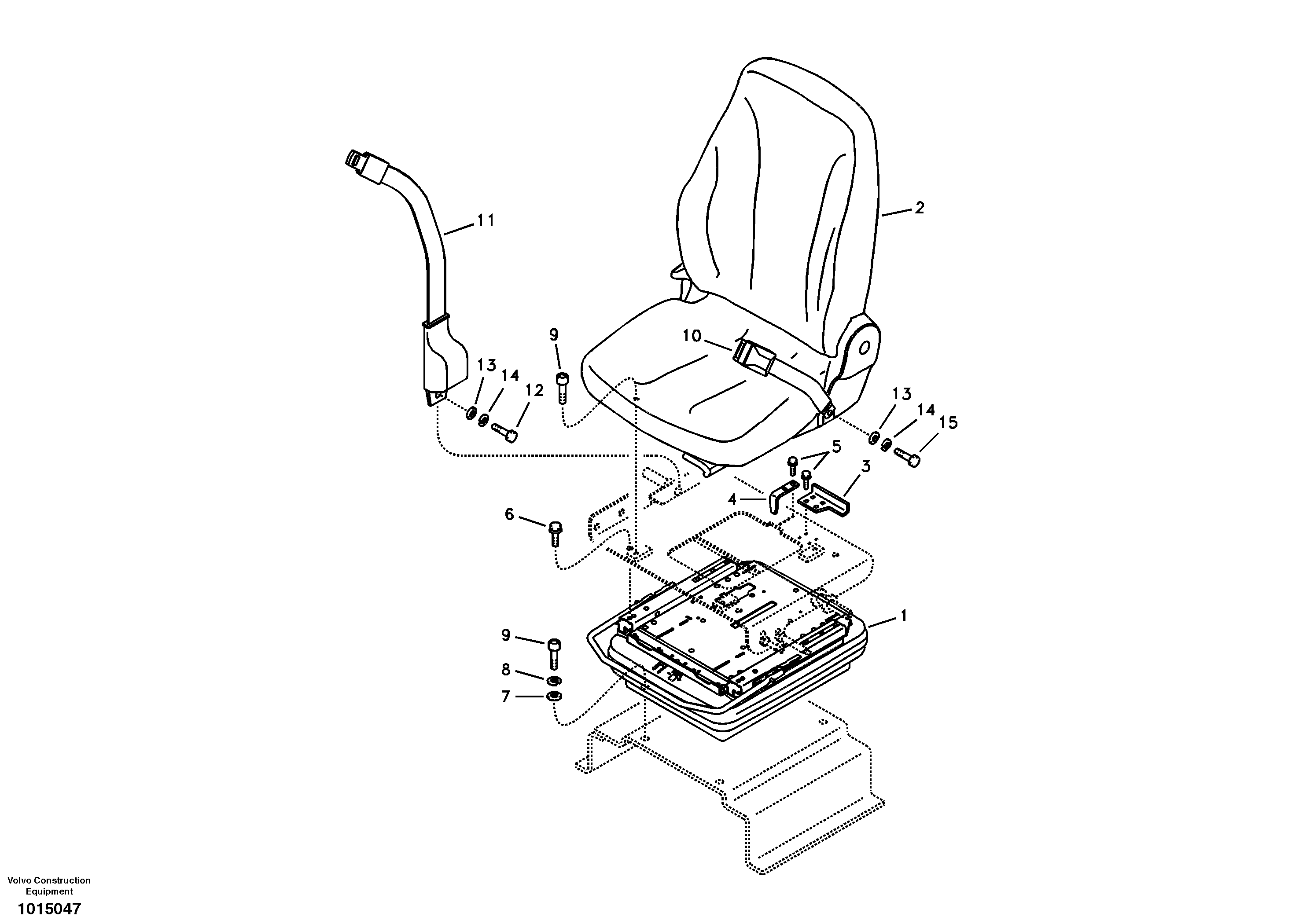 Схема запчастей Volvo ECR88 - 2046 Operator seat with fitting parts ECR88 S/N 10001-14010
